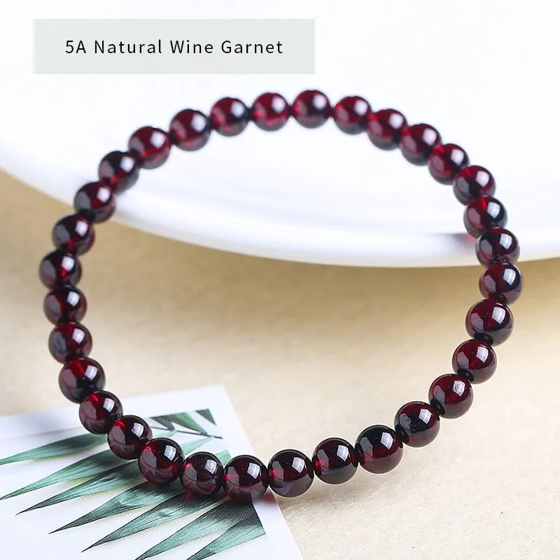 JD Natural Dark Garnet Bead Bracelets Women