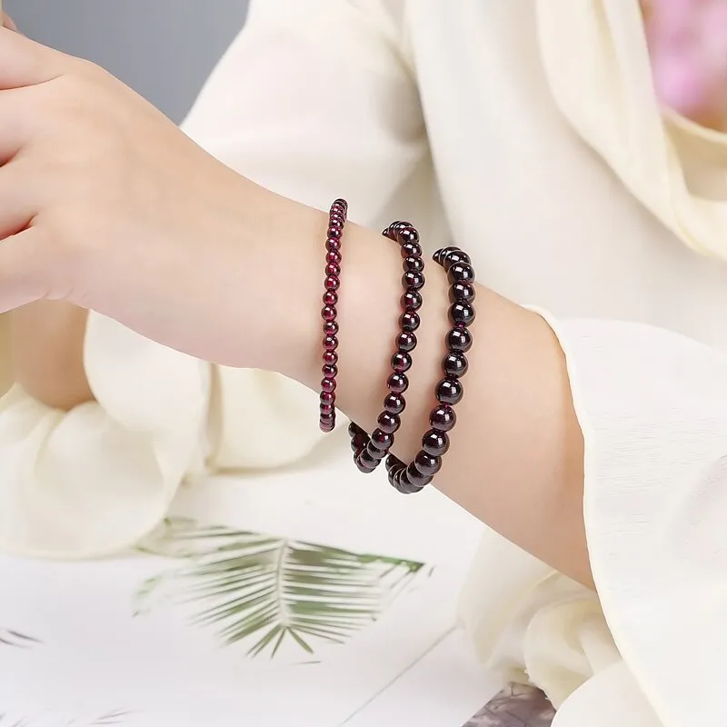 JD Natural Dark Garnet Bead Bracelets Women