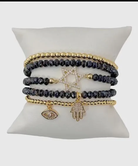Jewish Star Stack of Bracelets