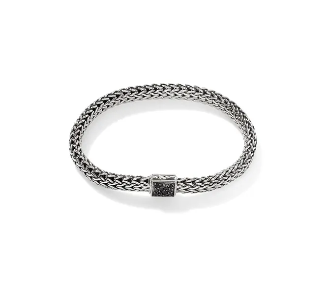 John Hardy Reversible Bracelet with Black Sapphire and Diamonds