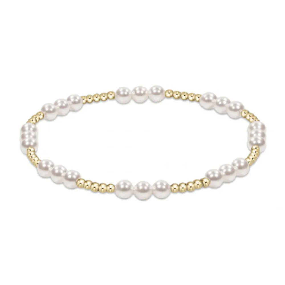 Joy Pattern 4mm Bead Bracelet- Pearl
