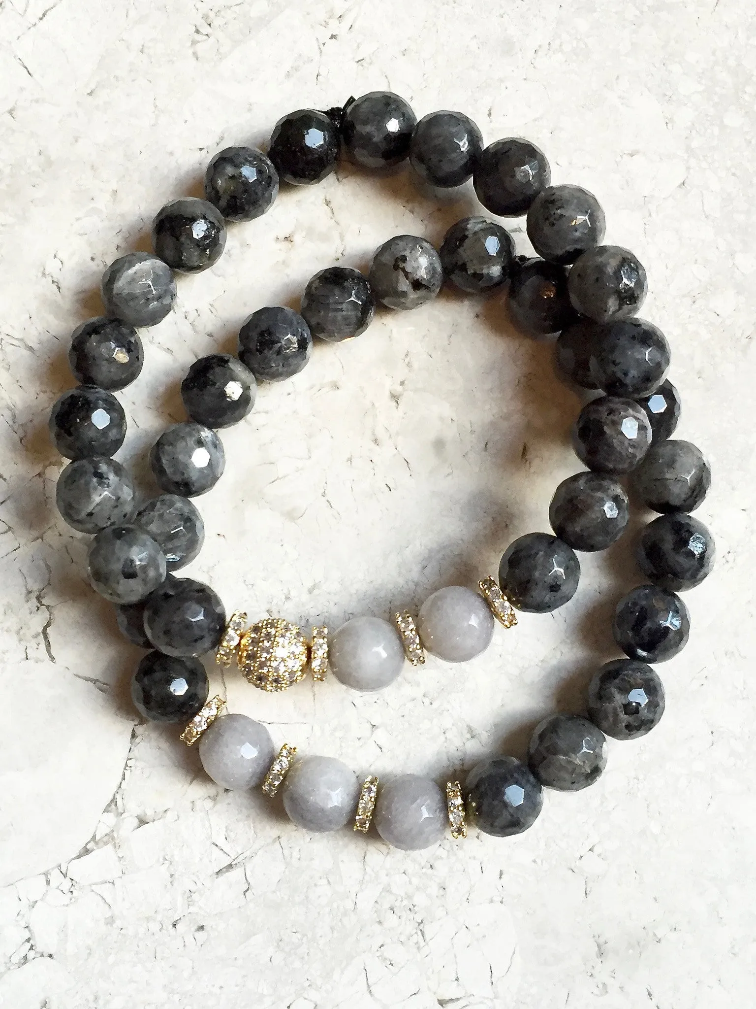 KACIE GOLD larvikite/gray jade