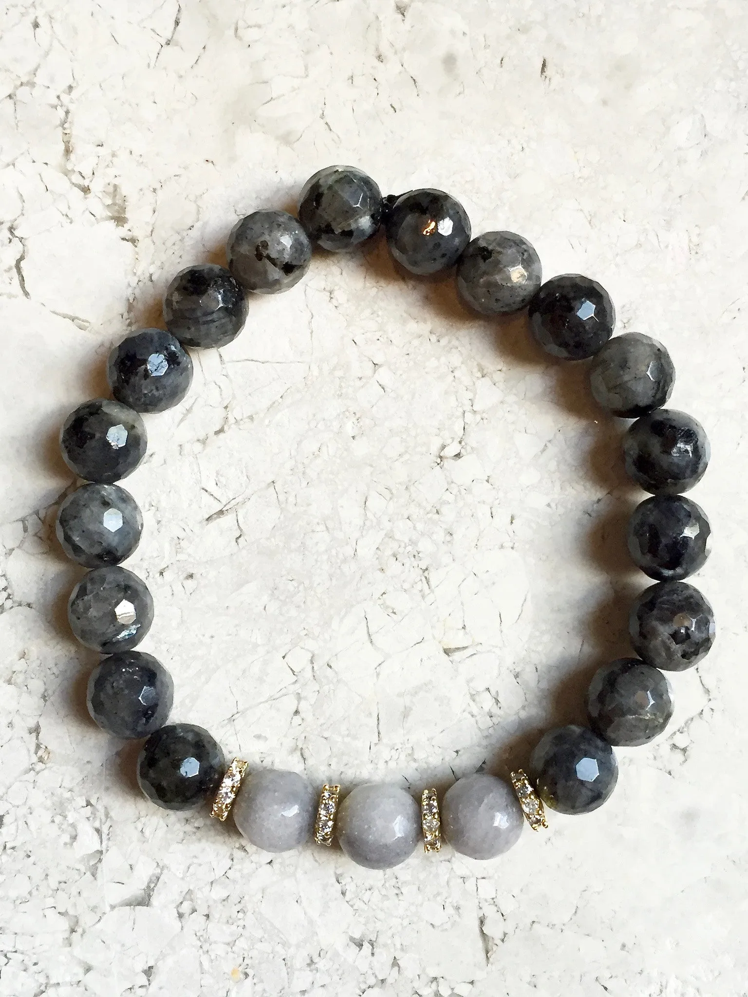 KACIE GOLD larvikite/gray jade