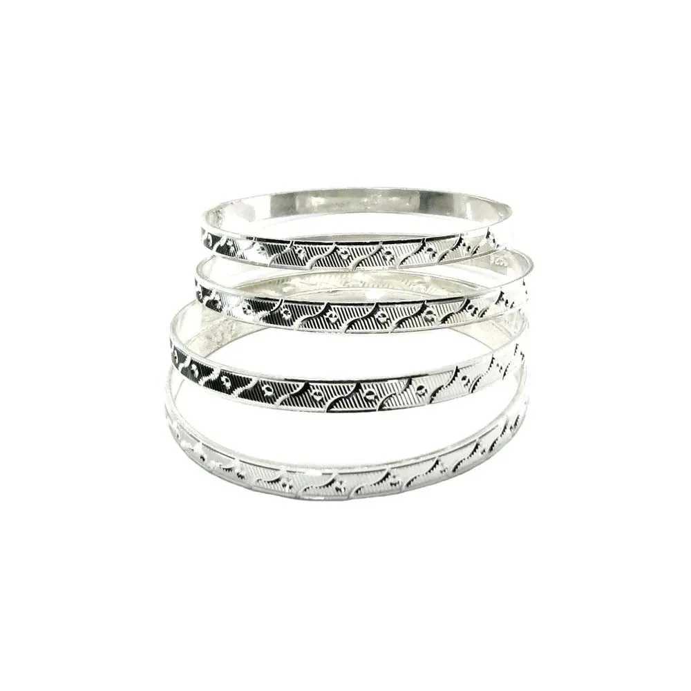 Karizmatic 925 Silver Bangles Bracelets (Churi) - 4pc Set