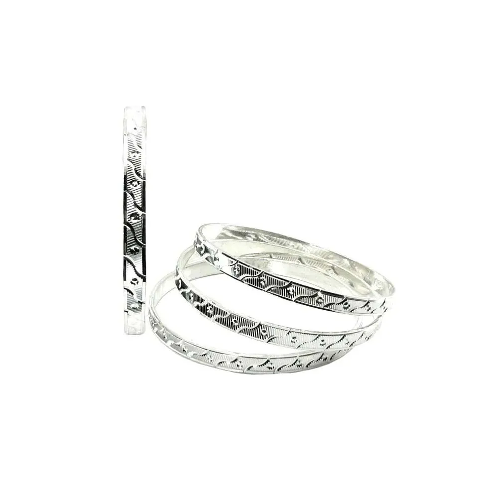 Karizmatic 925 Silver Bangles Bracelets (Churi) - 4pc Set