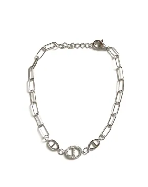 Karlie Paperclip Bracelet with CZ Pave Mariner Link