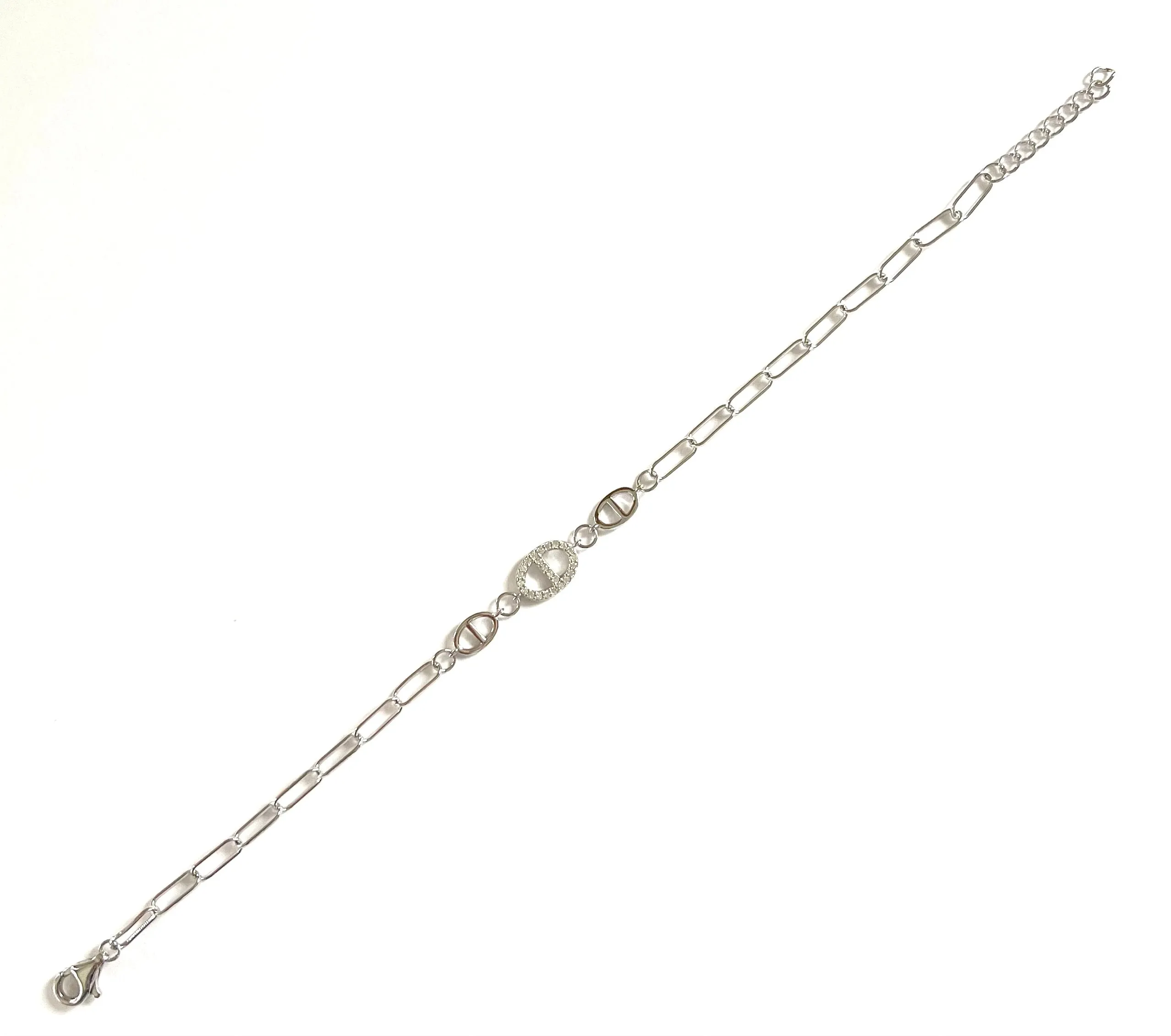 Karlie Paperclip Bracelet with CZ Pave Mariner Link