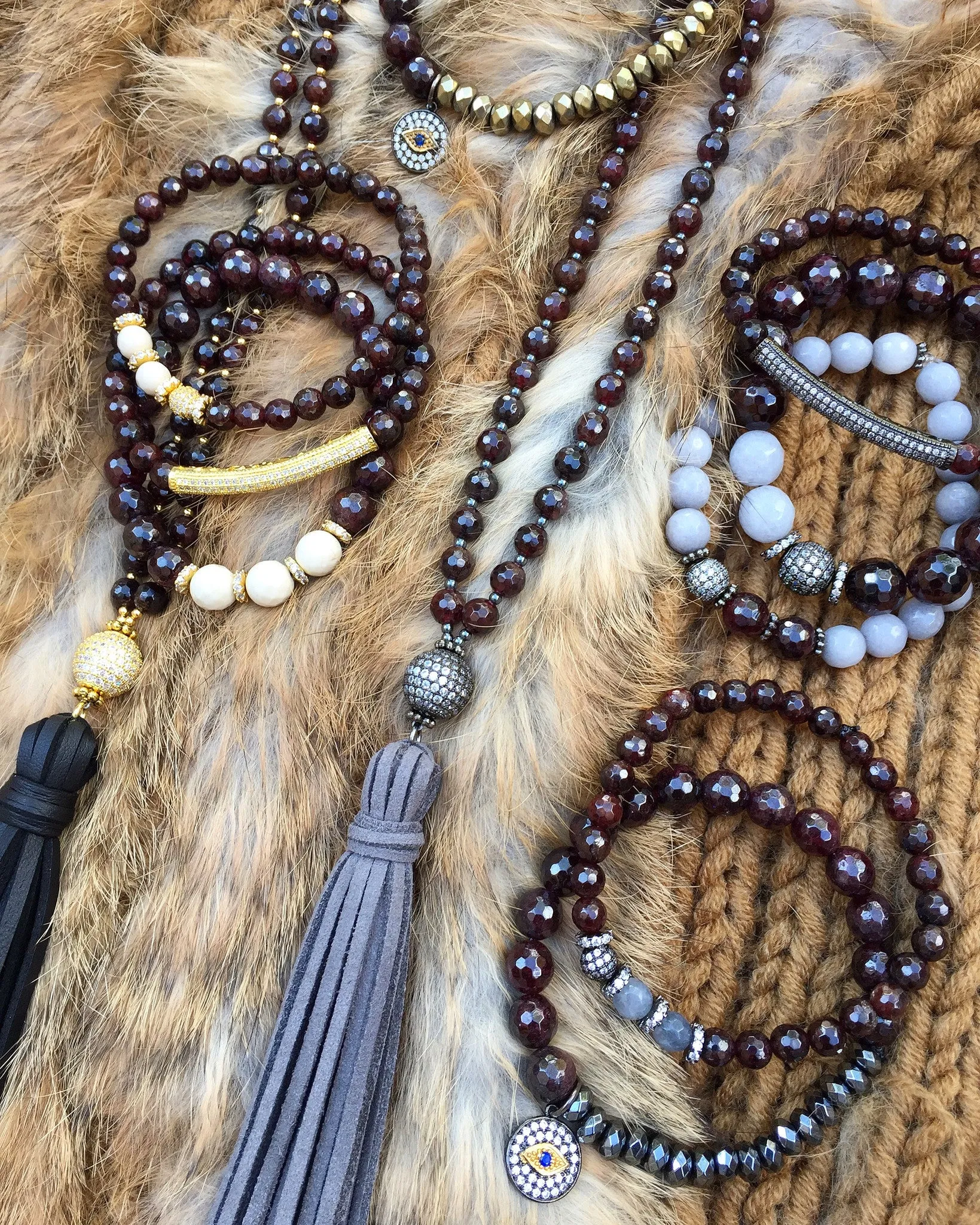 KENNEDY GUNMETAL garnet/gray jade