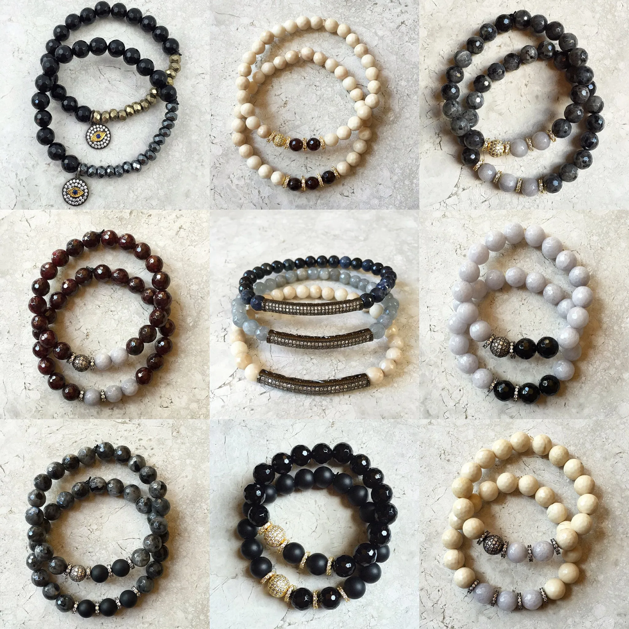 KENNEDY GUNMETAL garnet/gray jade