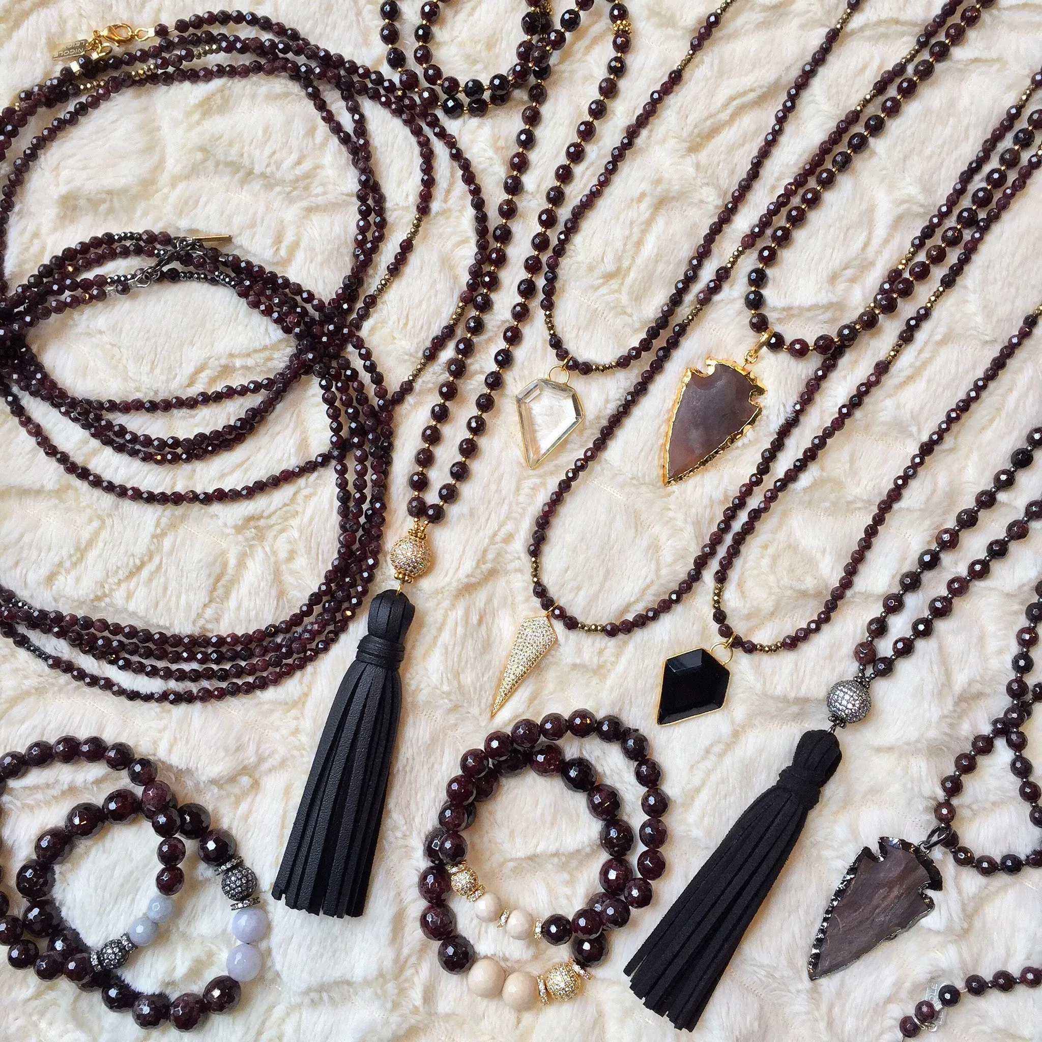 KENNEDY GUNMETAL garnet/gray jade