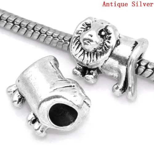 King of the Jungle Lion Animal European Bead Compatible for Most European Snake Chain Bracelet