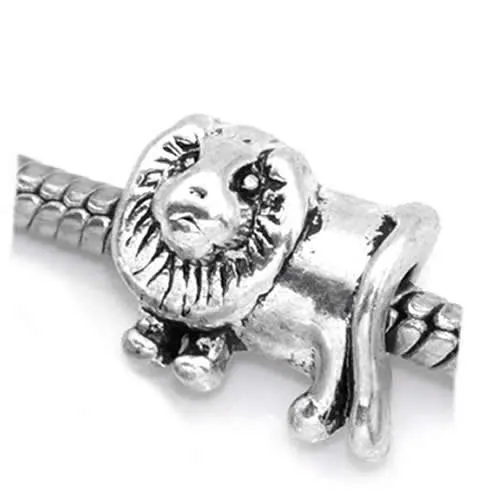 King of the Jungle Lion Animal European Bead Compatible for Most European Snake Chain Bracelet