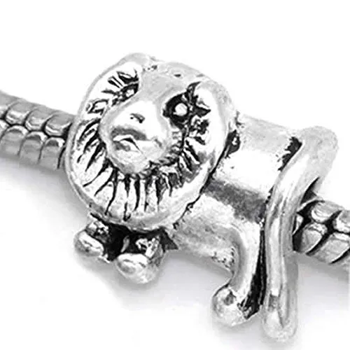King of the Jungle Lion Animal European Bead Compatible for Most European Snake Chain Bracelet