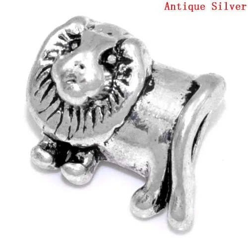 King of the Jungle Lion Animal European Bead Compatible for Most European Snake Chain Bracelet