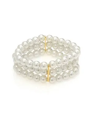 Kiska Triple Row Pearl Stretch Bracelet