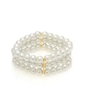 Kiska Triple Row Pearl Stretch Bracelet