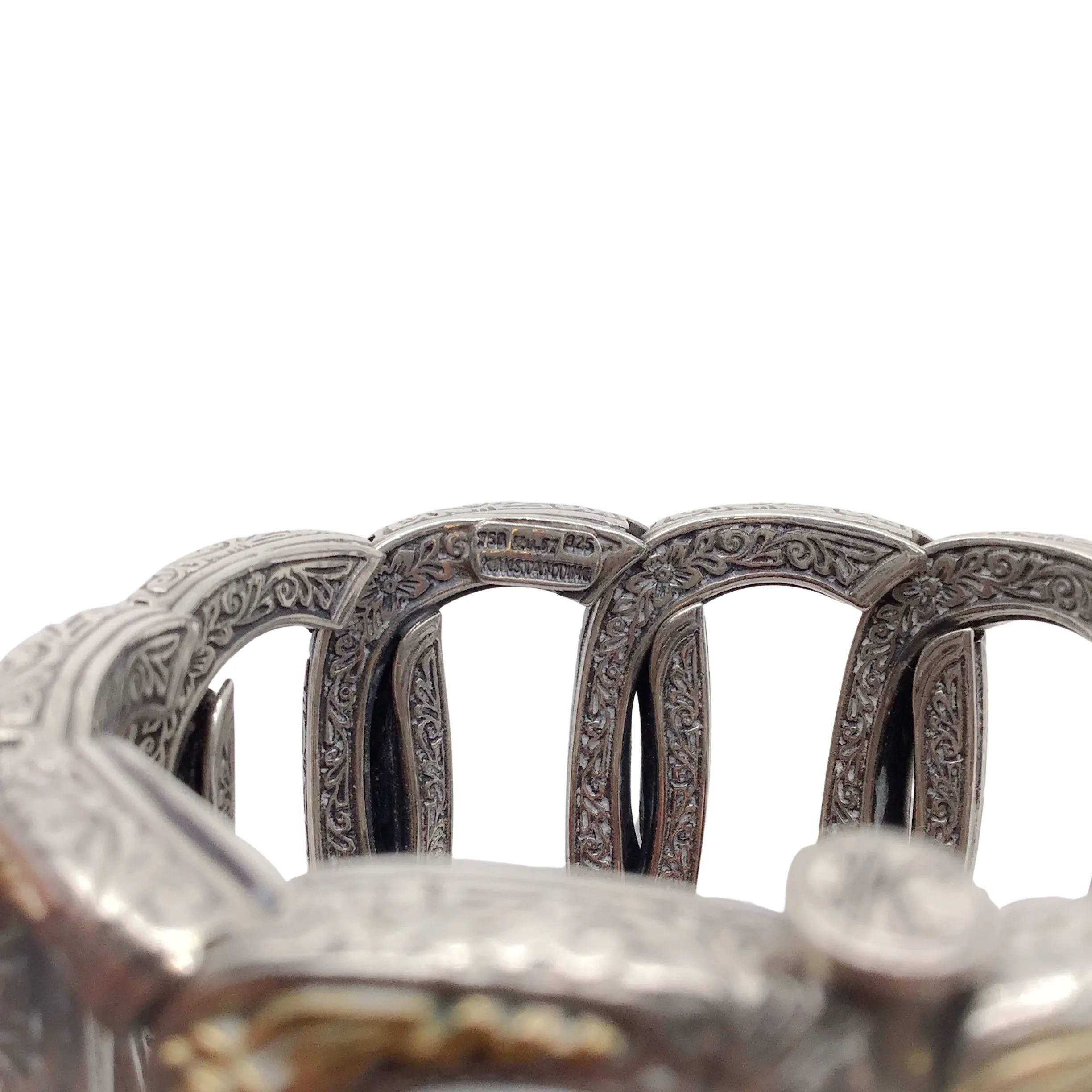 Konstantino Sterling Silver and 18K Gold Wide Hinged Bracelet