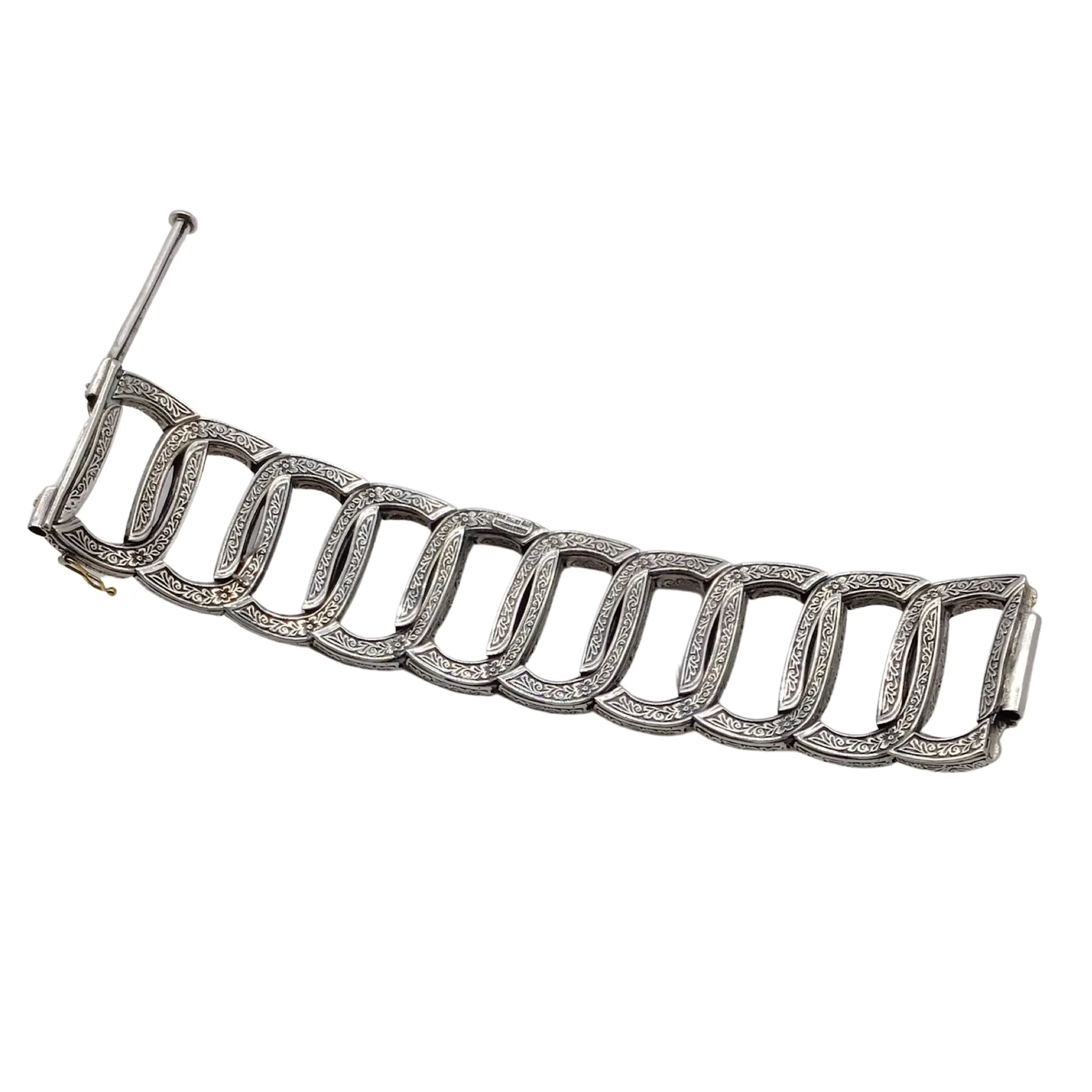 Konstantino Sterling Silver and 18K Gold Wide Hinged Bracelet