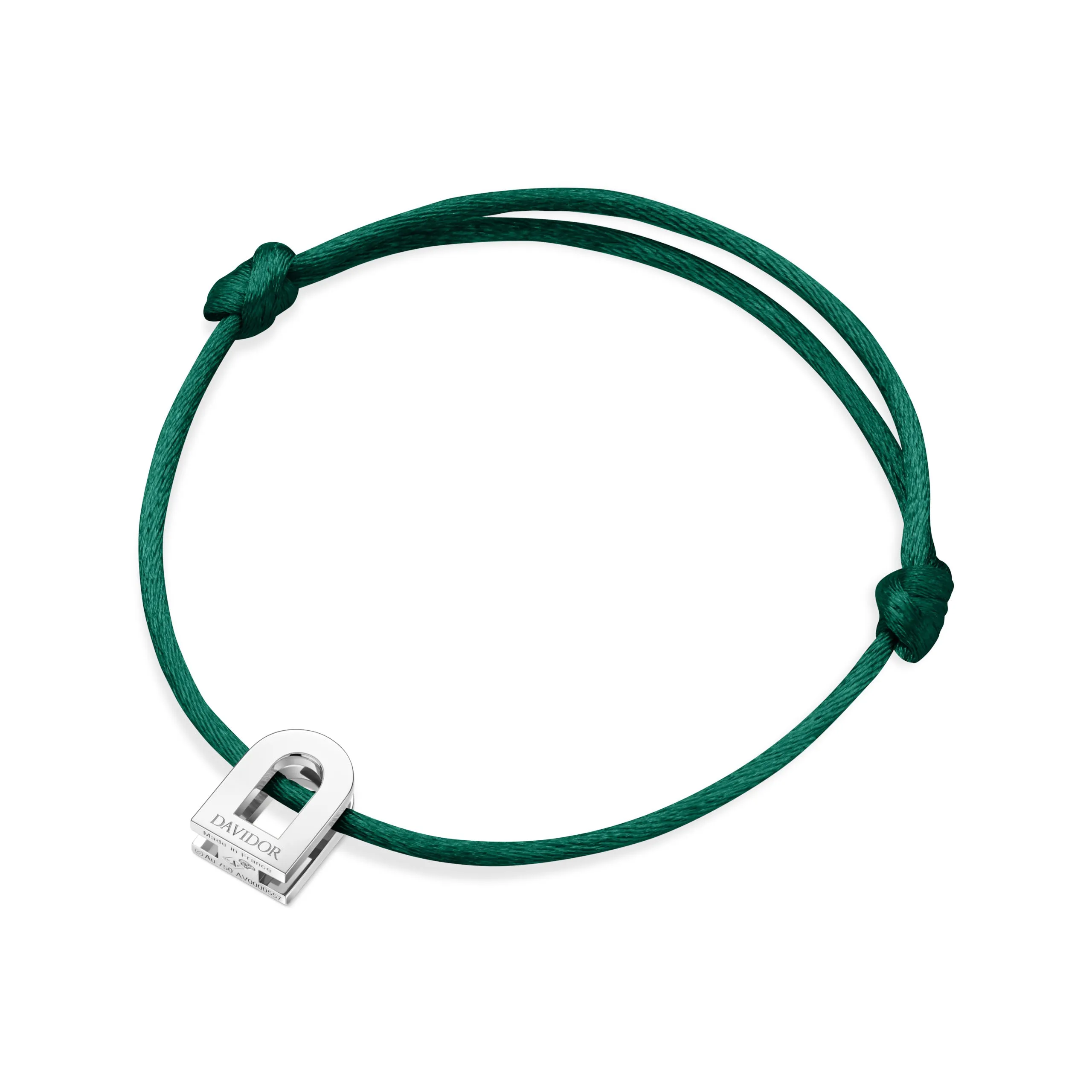 L'Arc Voyage Charm PM, Platinum on Silk Cord Bracelet