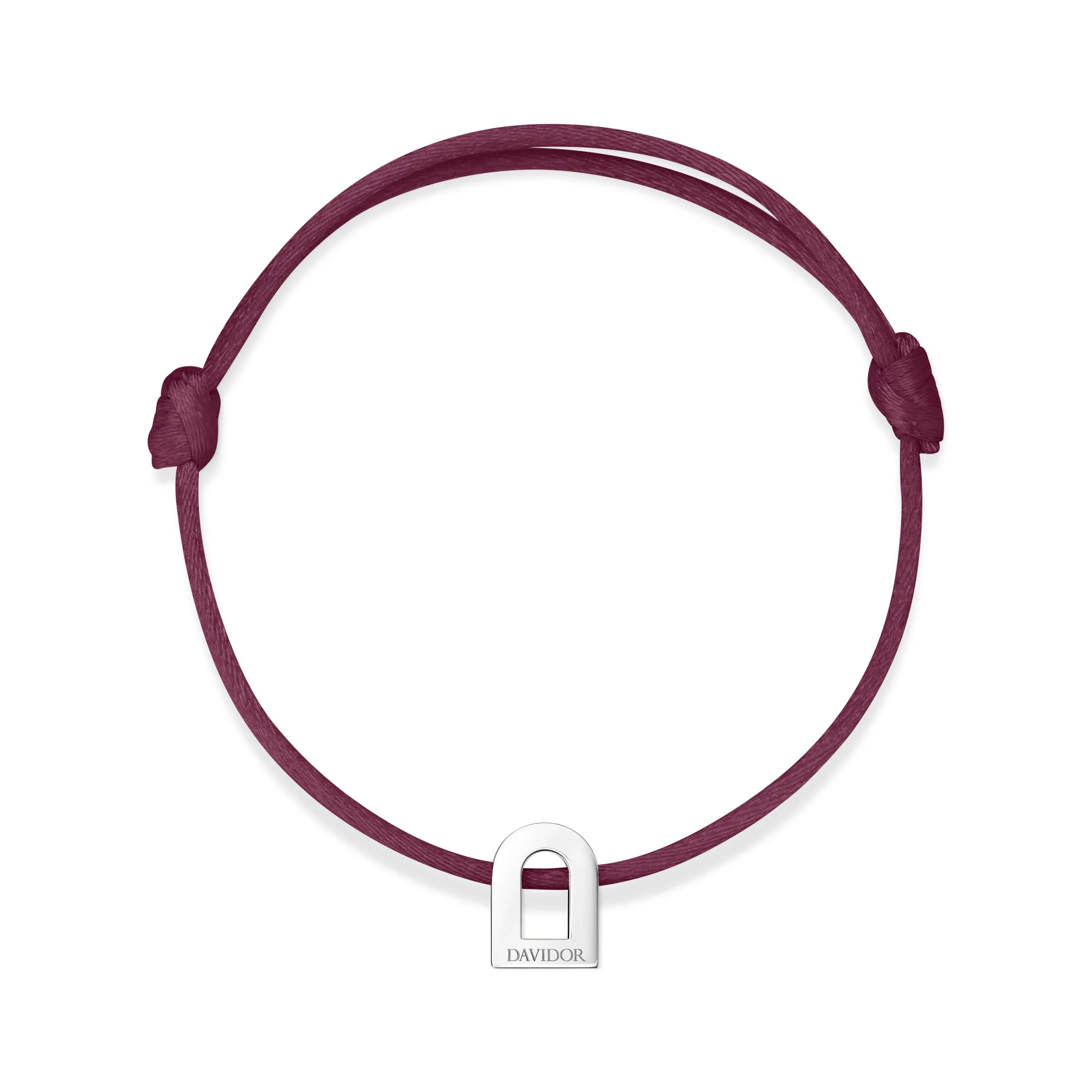 L'Arc Voyage Charm PM, Platinum on Silk Cord Bracelet