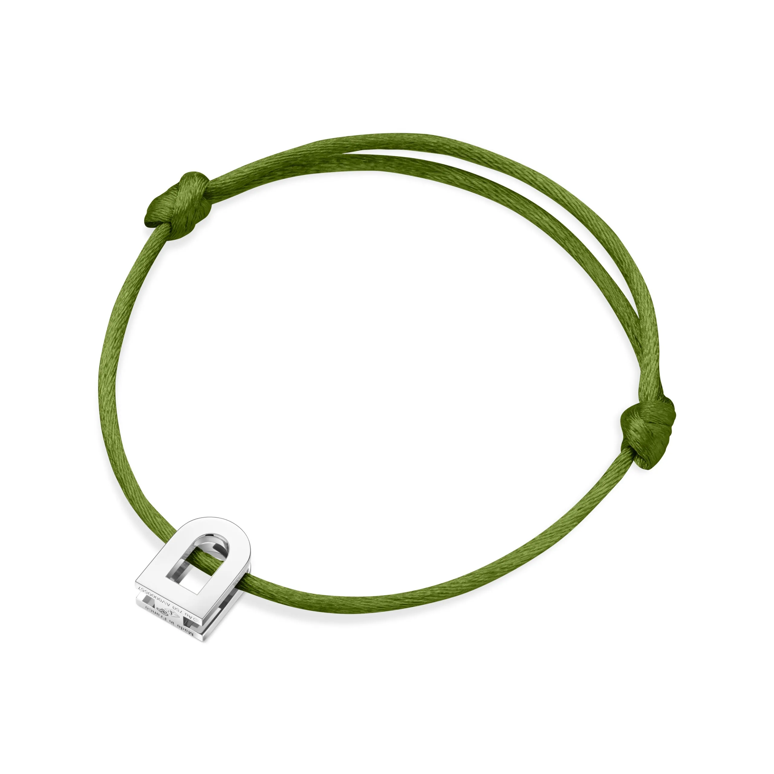 L'Arc Voyage Charm PM, Platinum on Silk Cord Bracelet