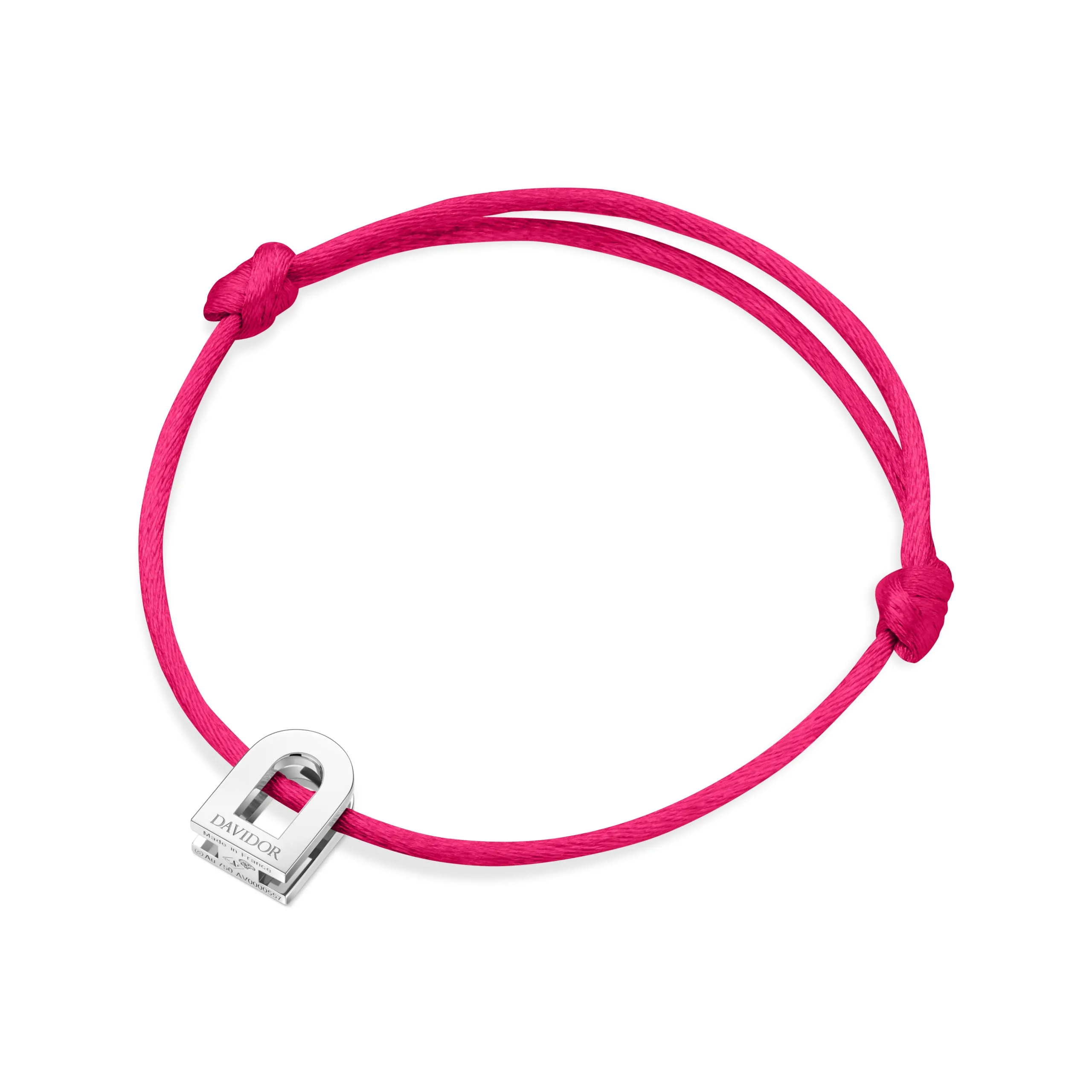 L'Arc Voyage Charm PM, Platinum on Silk Cord Bracelet