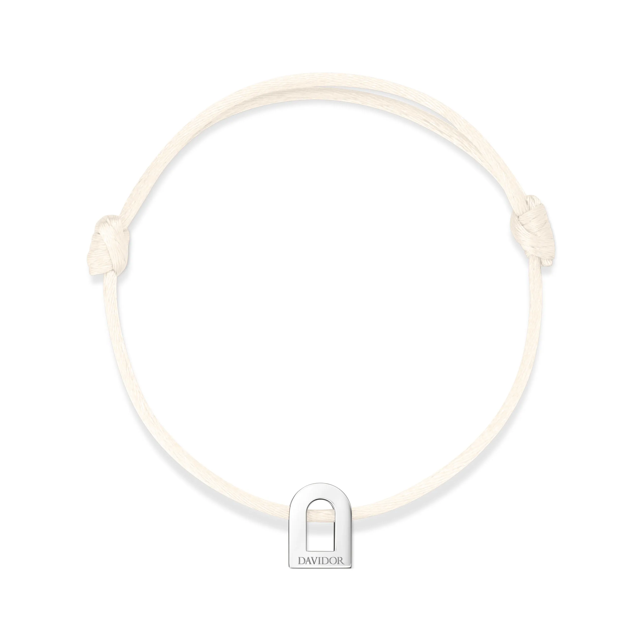 L'Arc Voyage Charm PM, Platinum on Silk Cord Bracelet