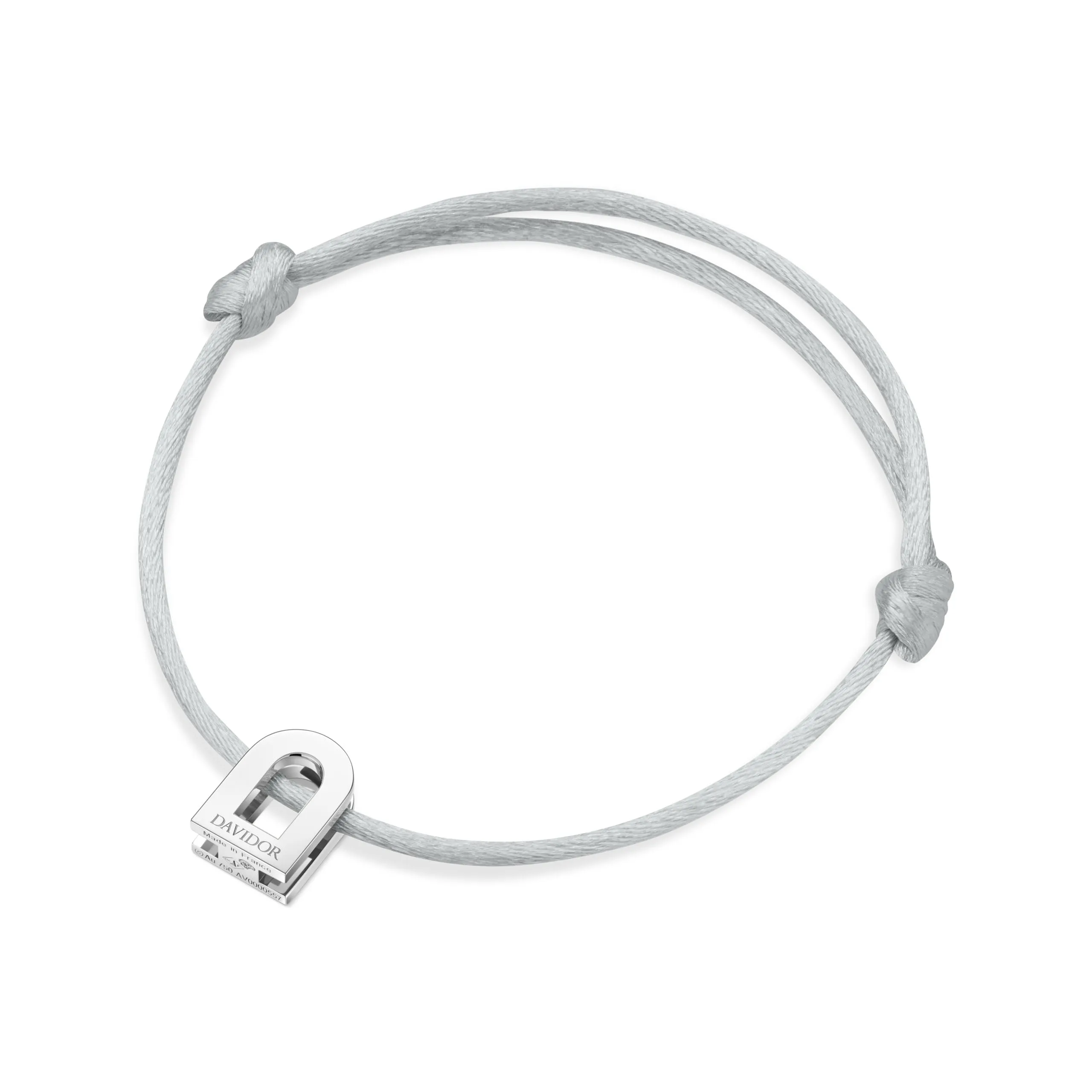 L'Arc Voyage Charm PM, Platinum on Silk Cord Bracelet