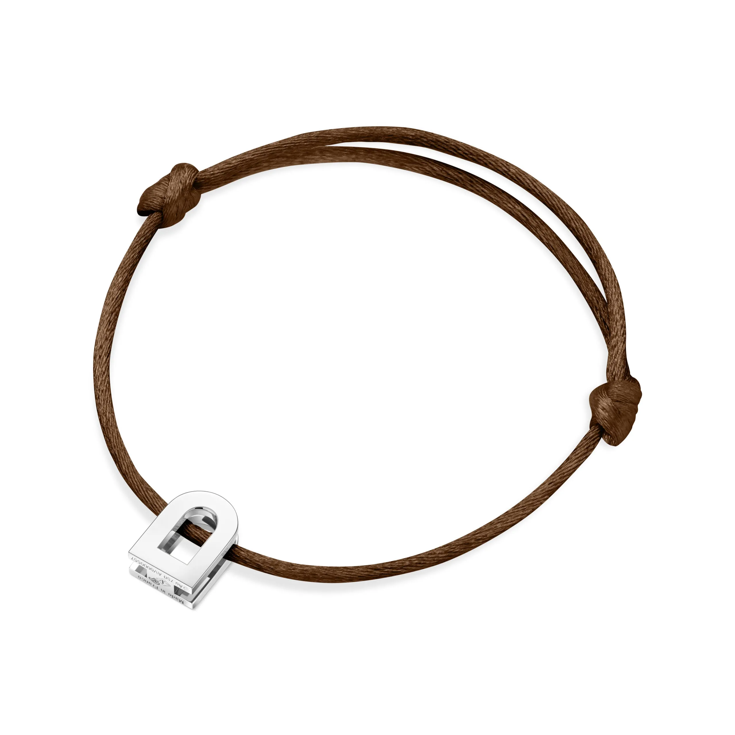 L'Arc Voyage Charm PM, Platinum on Silk Cord Bracelet