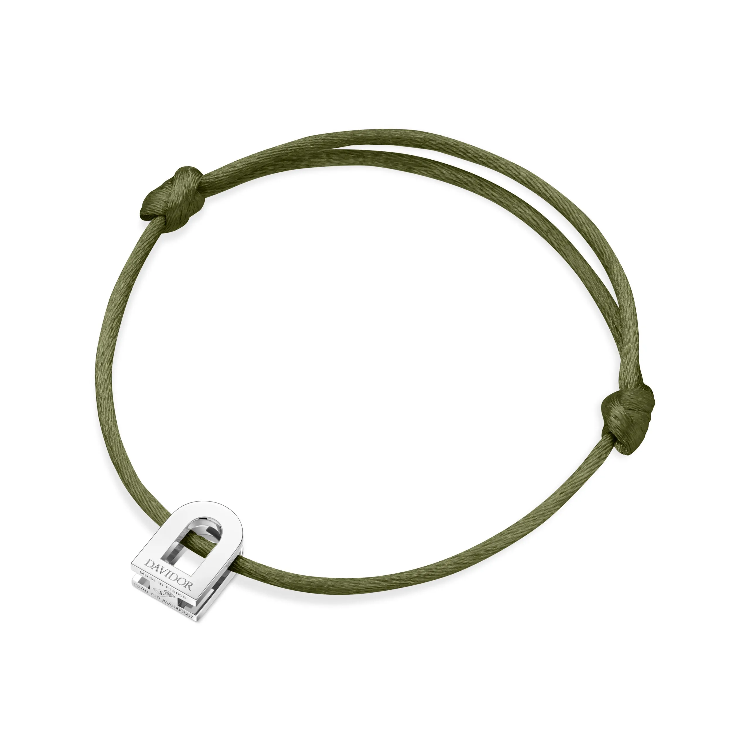 L'Arc Voyage Charm PM, Platinum on Silk Cord Bracelet