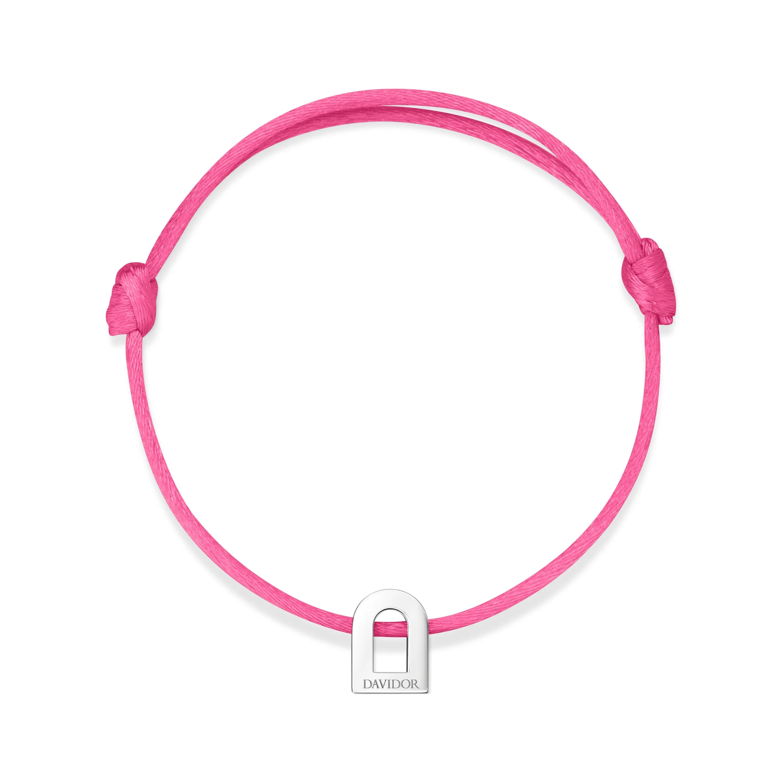 L'Arc Voyage Charm PM, Platinum on Silk Cord Bracelet