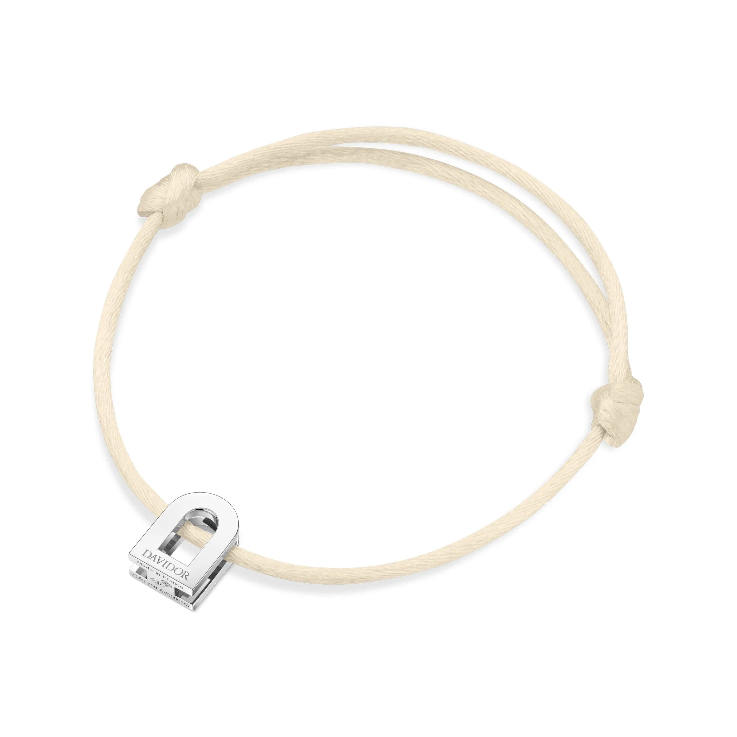 L'Arc Voyage Charm PM, Platinum on Silk Cord Bracelet