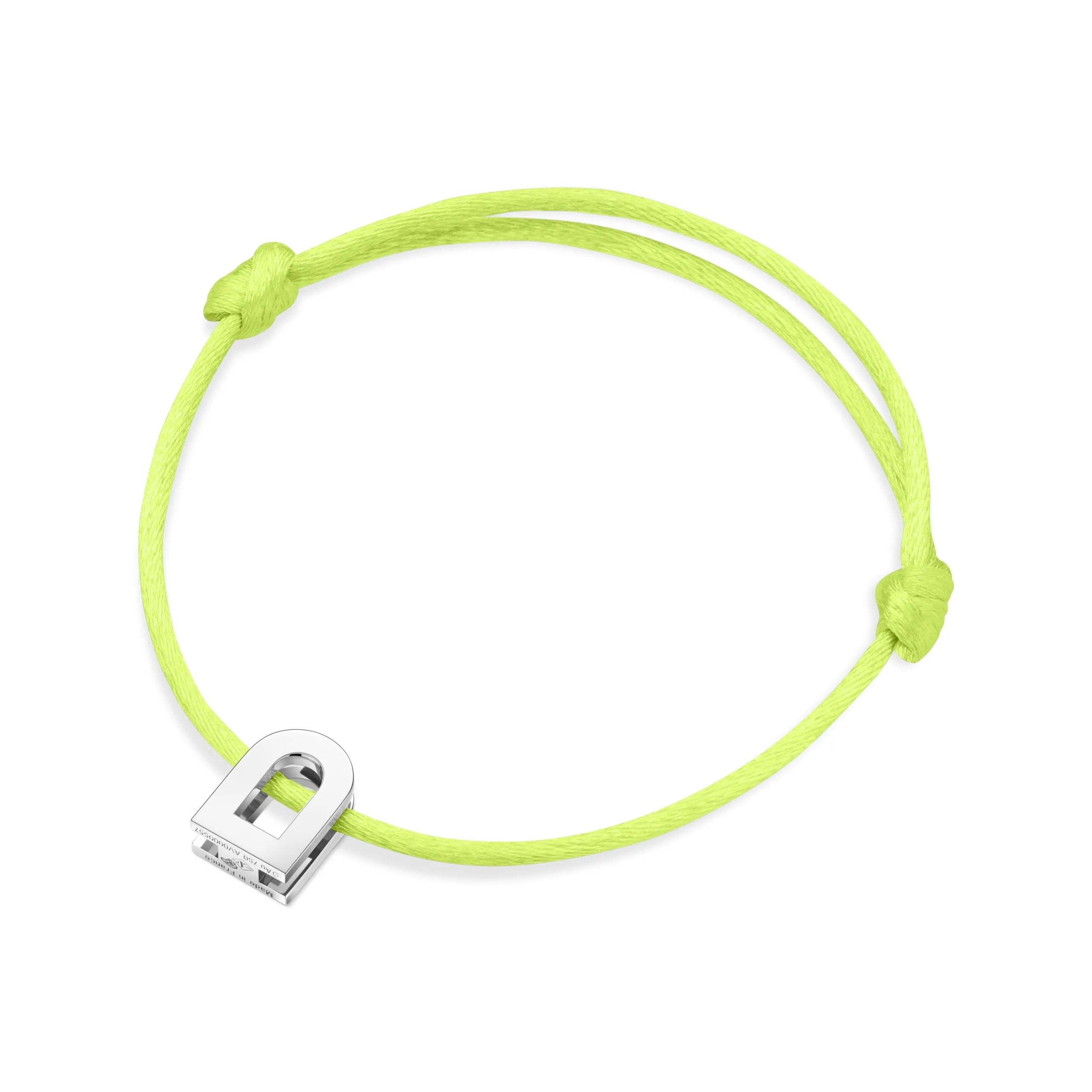 L'Arc Voyage Charm PM, Platinum on Silk Cord Bracelet