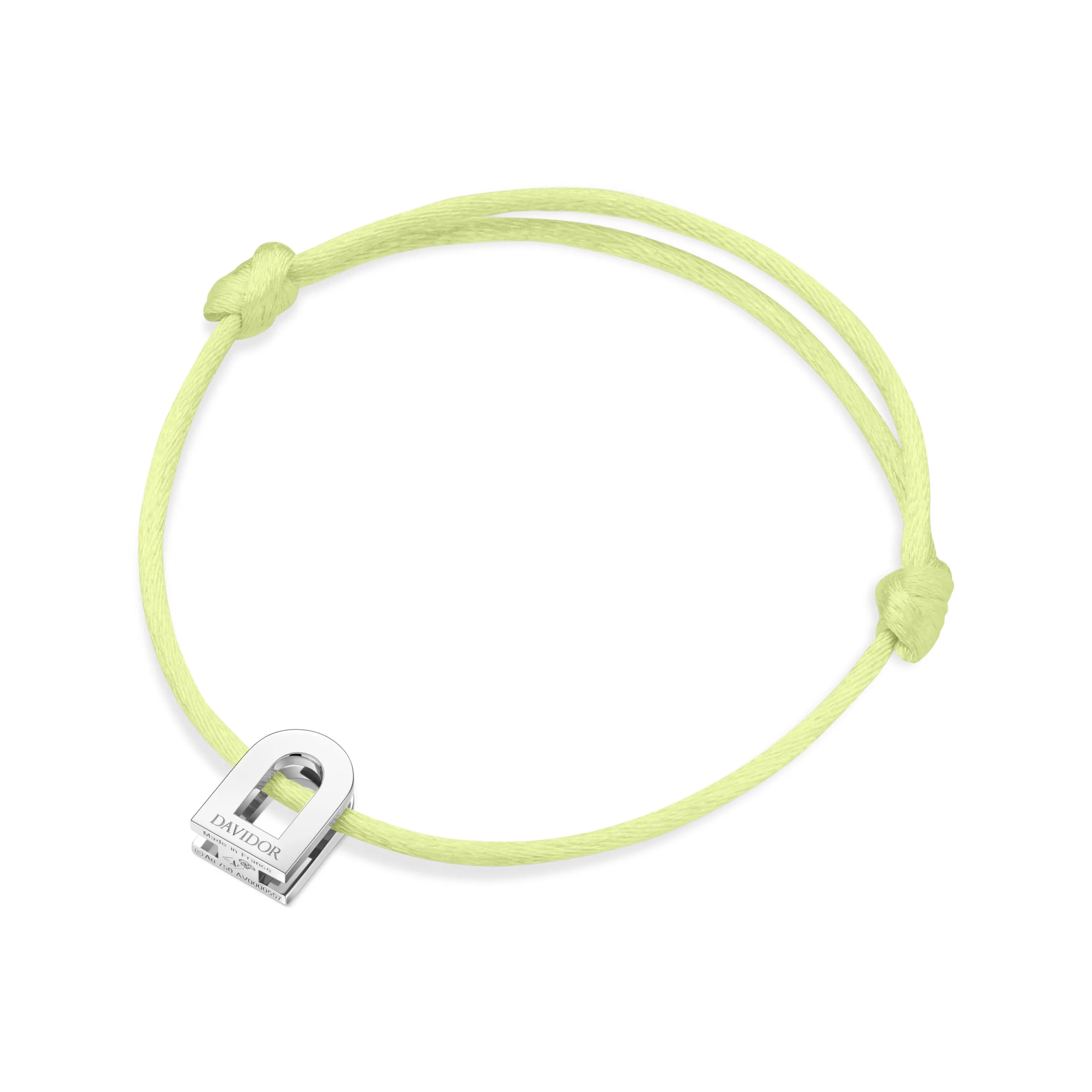 L'Arc Voyage Charm PM, Platinum on Silk Cord Bracelet