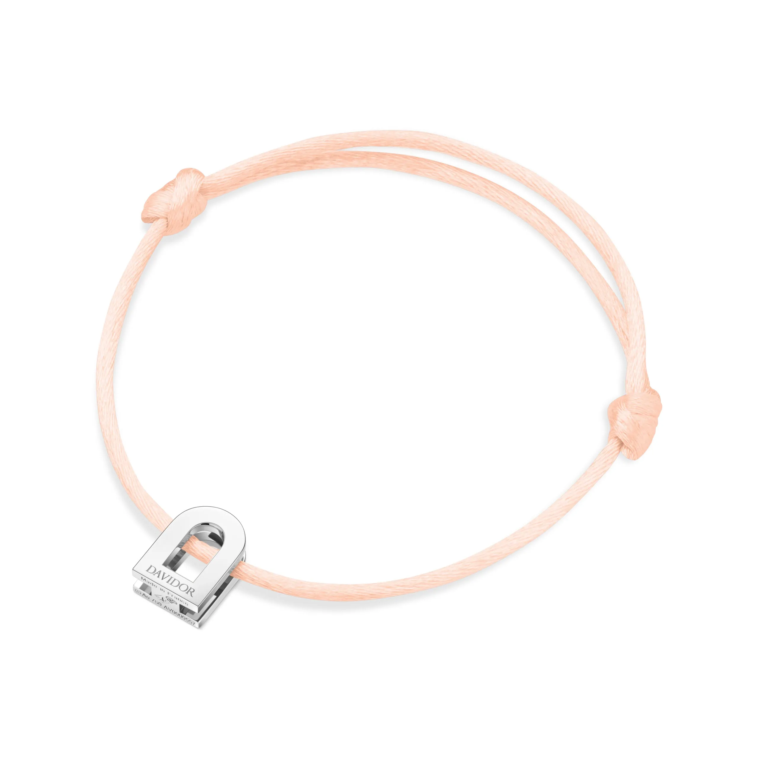 L'Arc Voyage Charm PM, Platinum on Silk Cord Bracelet