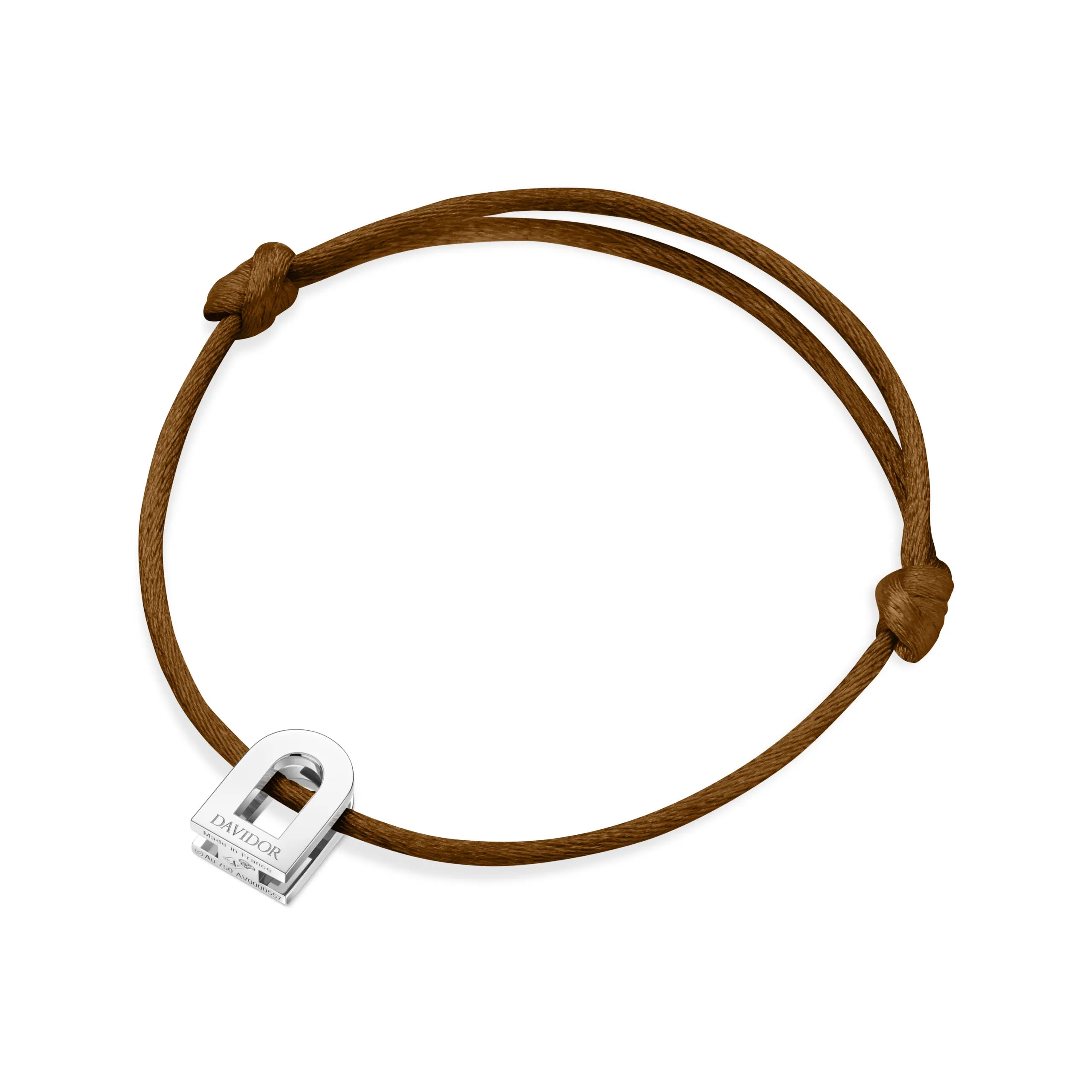 L'Arc Voyage Charm PM, Platinum on Silk Cord Bracelet