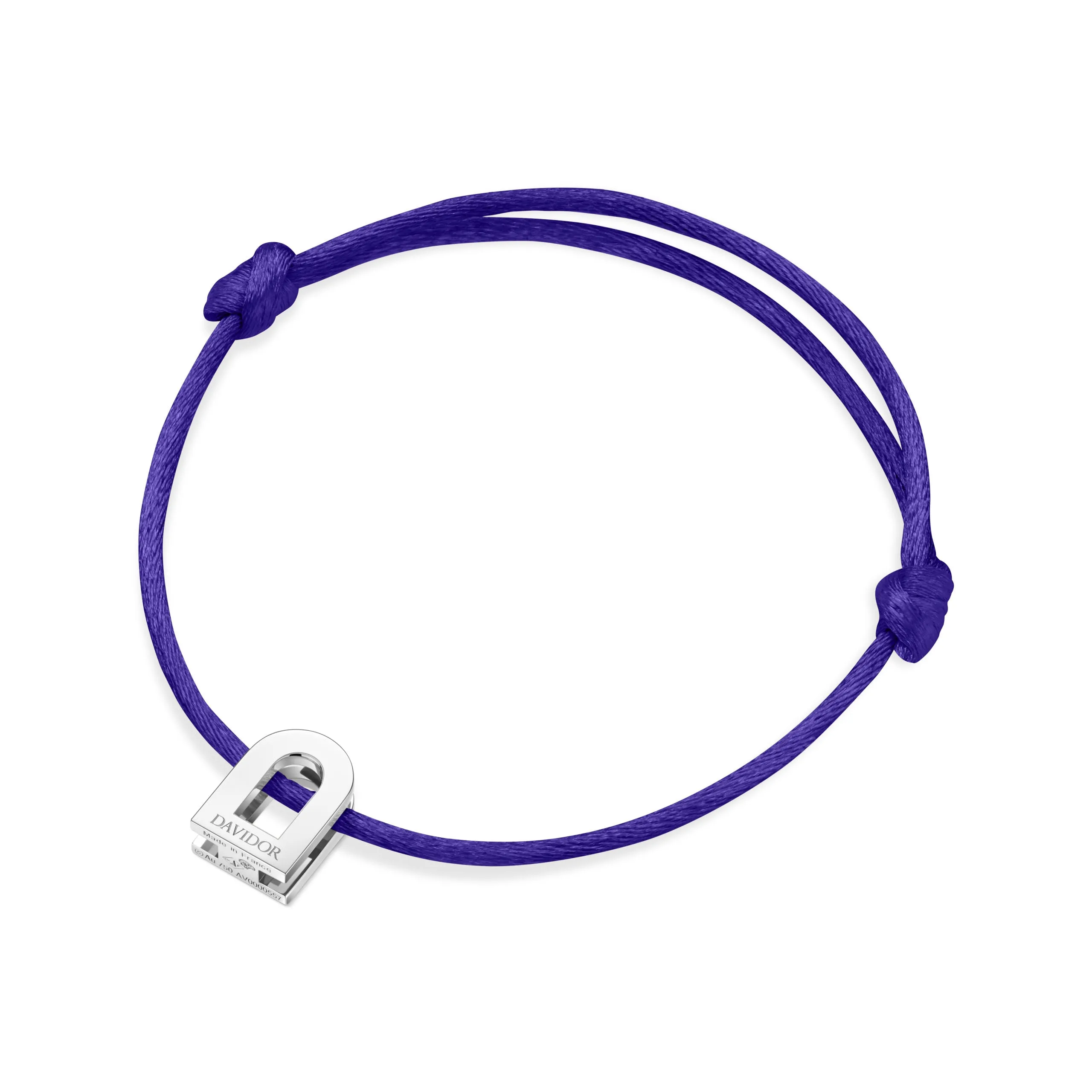 L'Arc Voyage Charm PM, Platinum on Silk Cord Bracelet