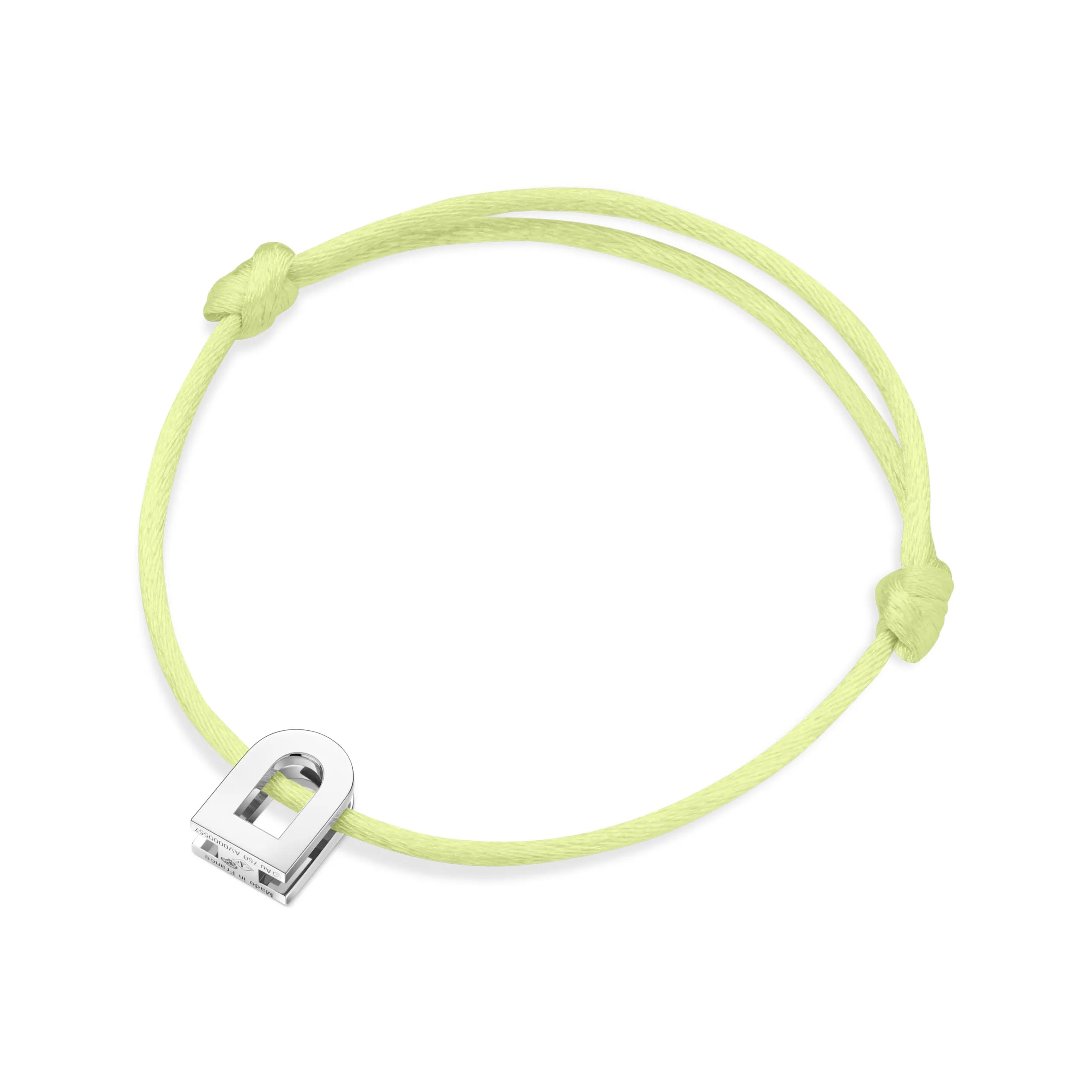 L'Arc Voyage Charm PM, Platinum on Silk Cord Bracelet