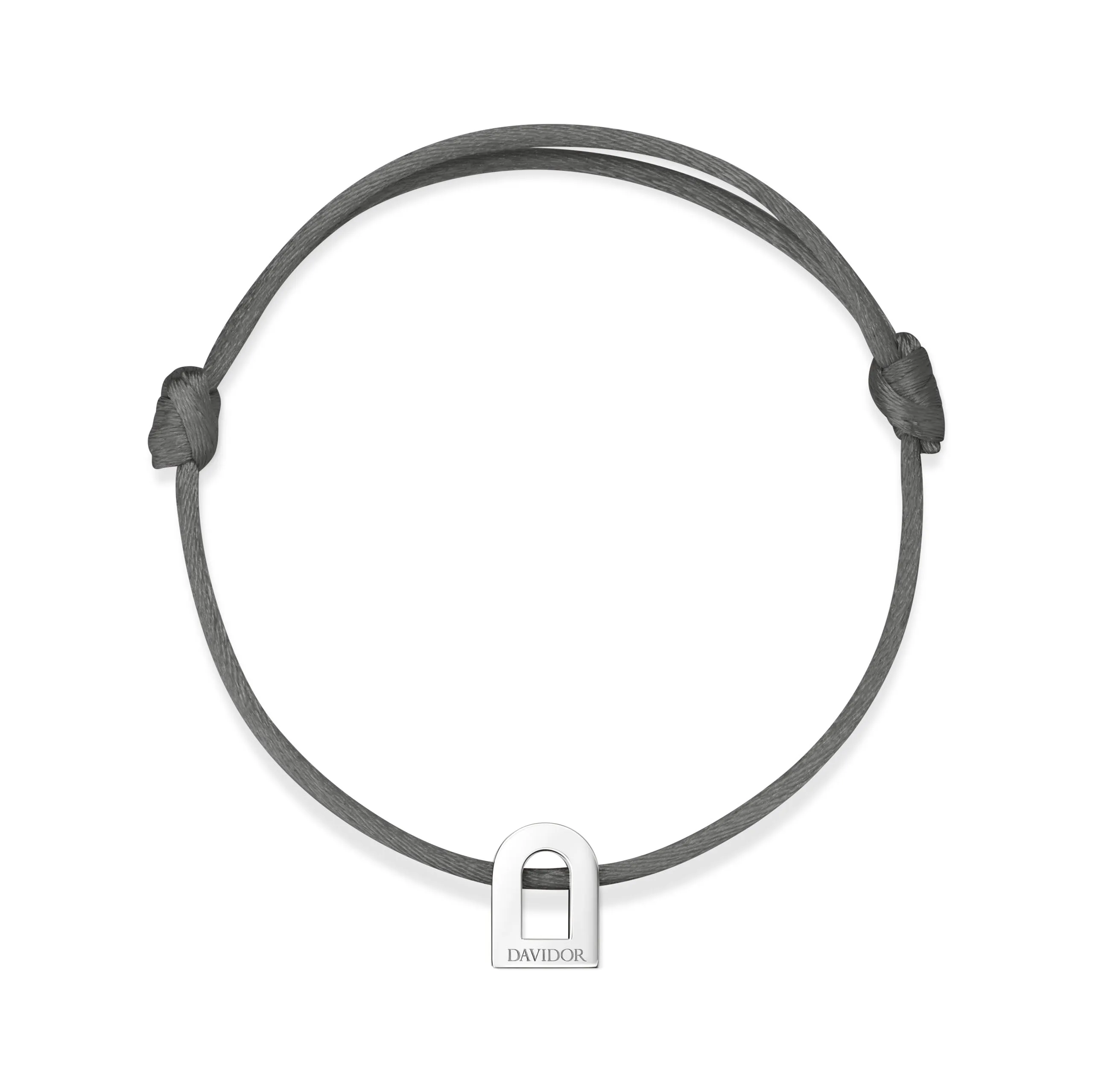 L'Arc Voyage Charm PM, Platinum on Silk Cord Bracelet
