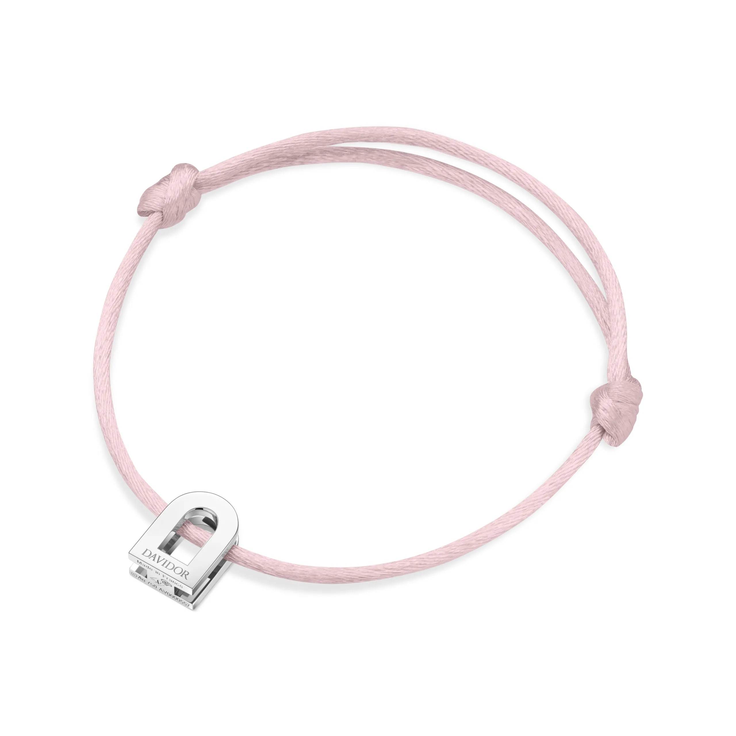 L'Arc Voyage Charm PM, Platinum on Silk Cord Bracelet