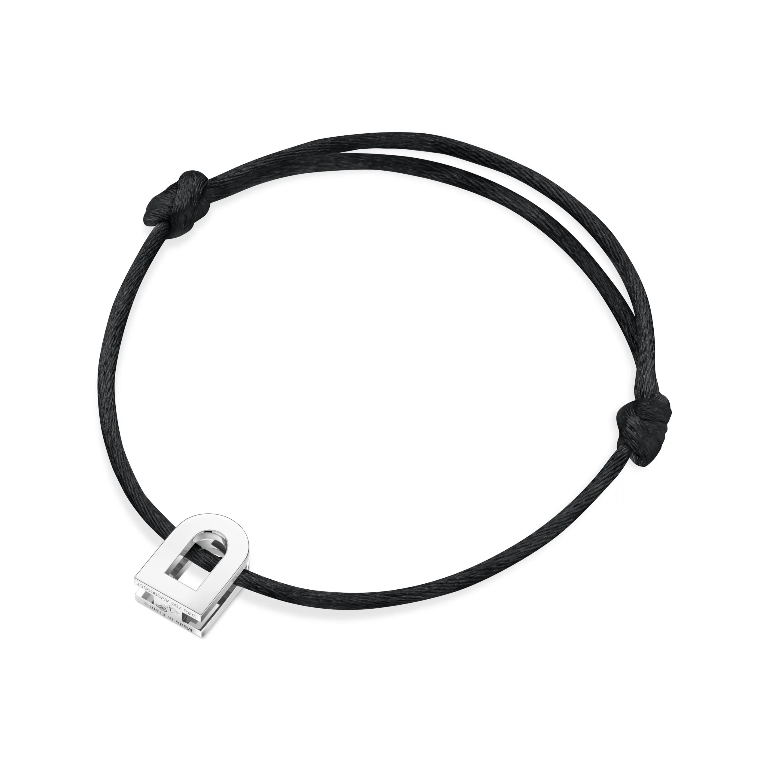 L'Arc Voyage Charm PM, Platinum on Silk Cord Bracelet