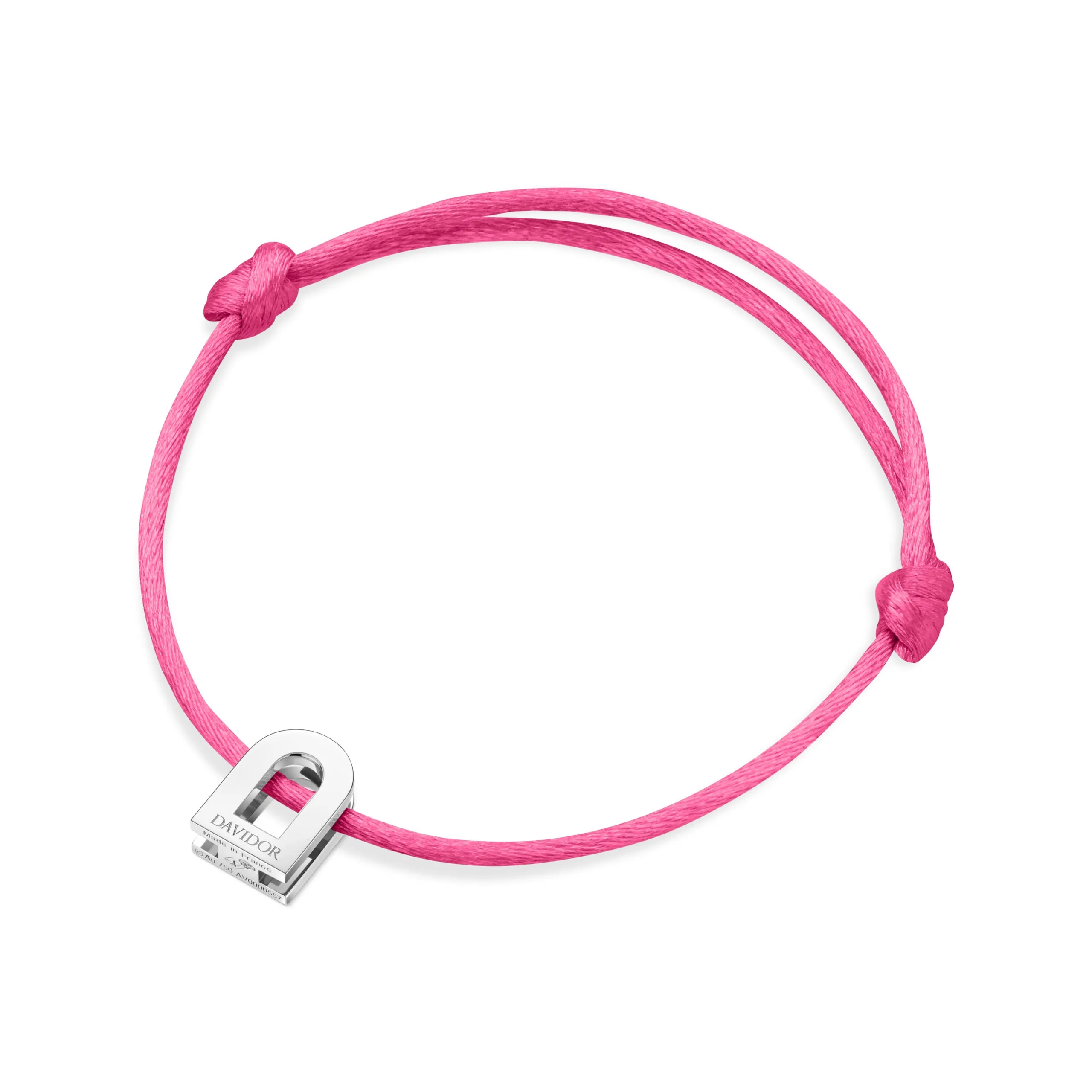 L'Arc Voyage Charm PM, Platinum on Silk Cord Bracelet