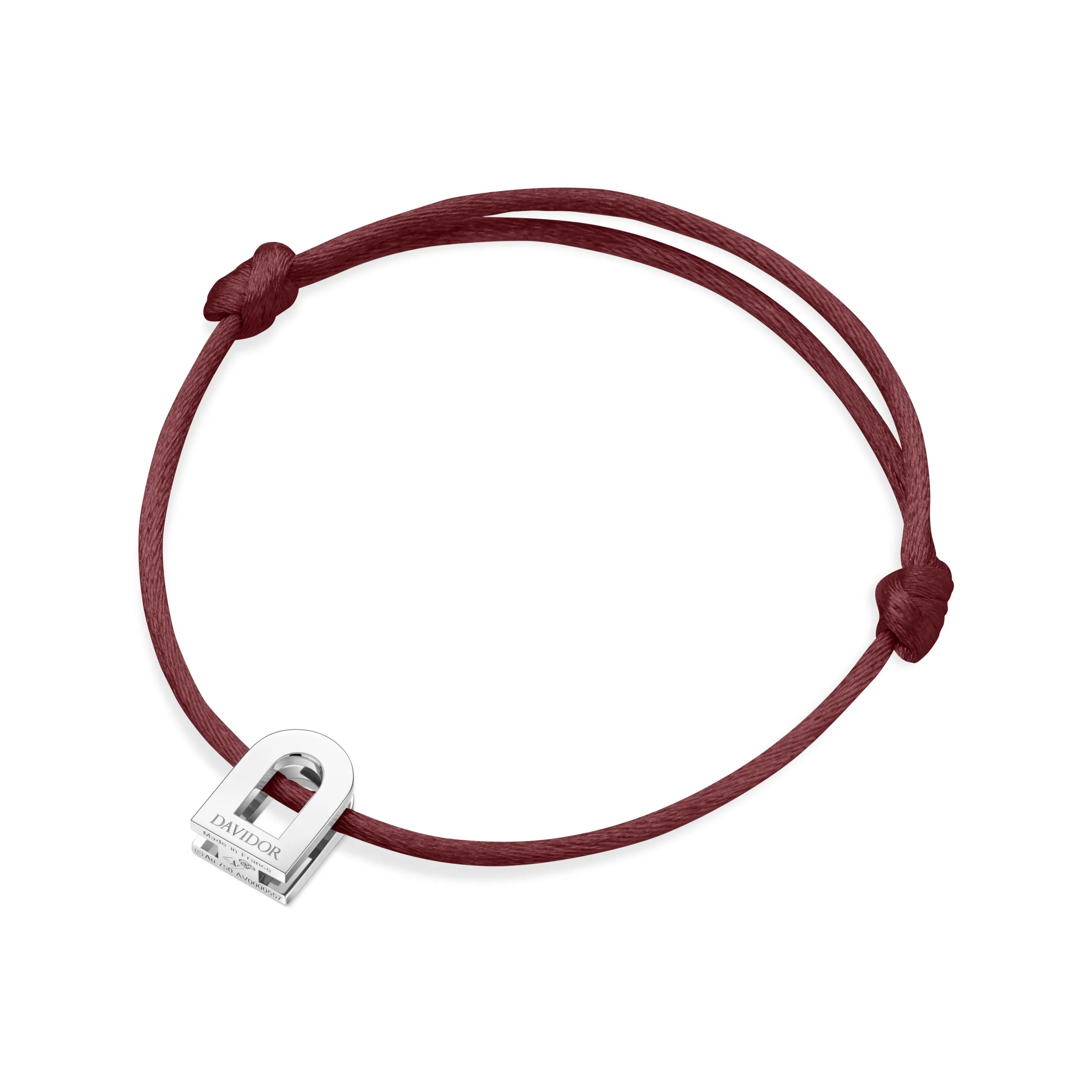 L'Arc Voyage Charm PM, Platinum on Silk Cord Bracelet