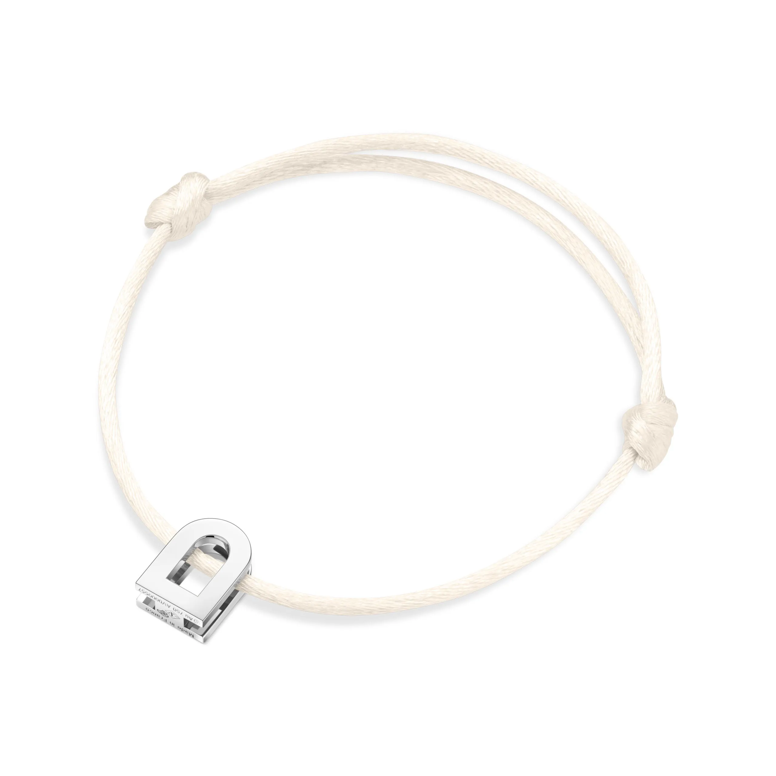 L'Arc Voyage Charm PM, Platinum on Silk Cord Bracelet