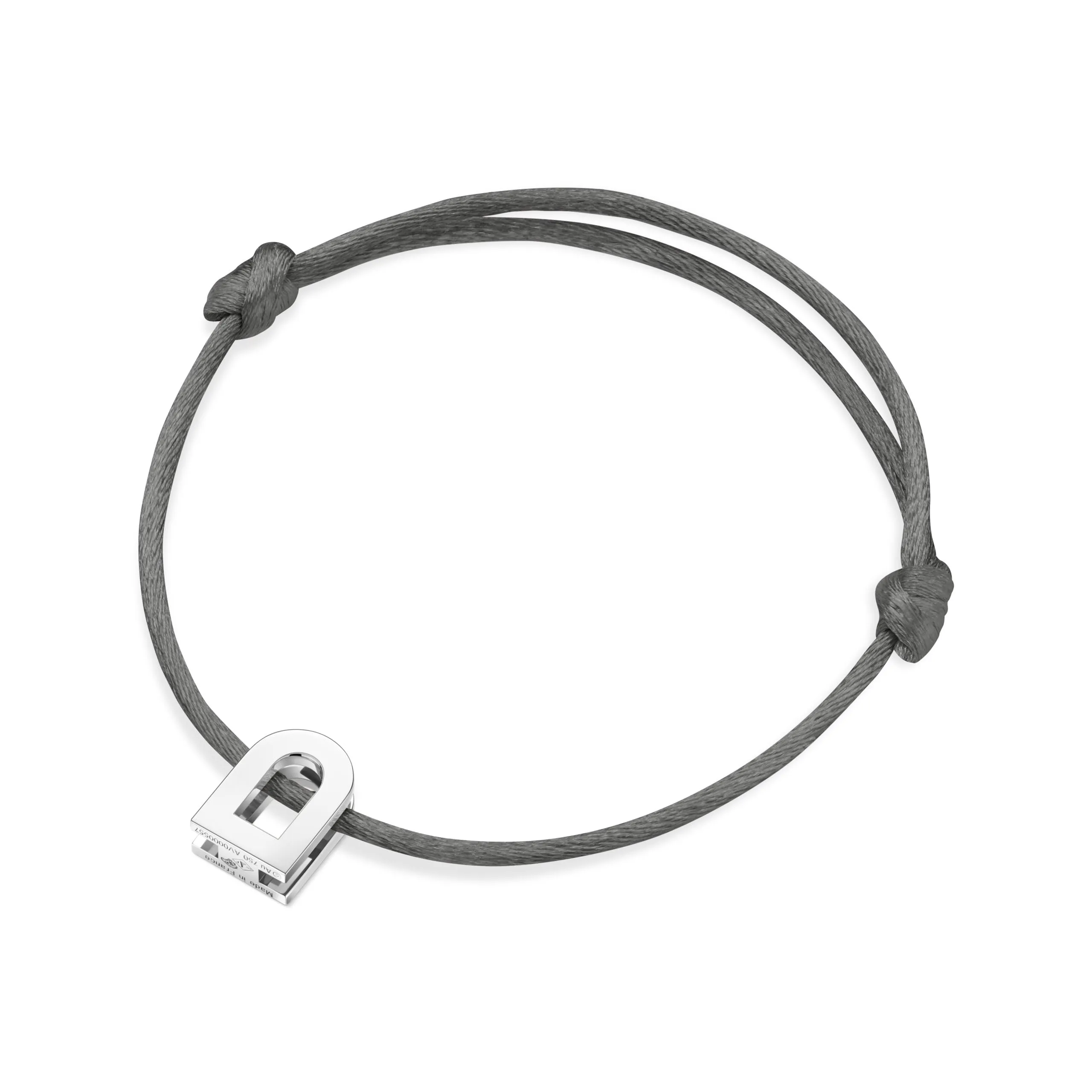 L'Arc Voyage Charm PM, Platinum on Silk Cord Bracelet