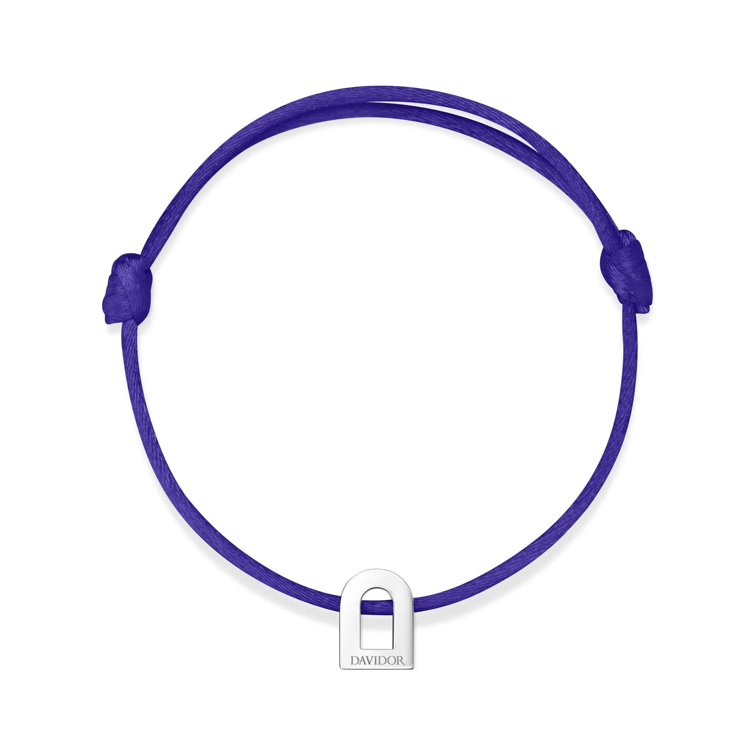 L'Arc Voyage Charm PM, Platinum on Silk Cord Bracelet