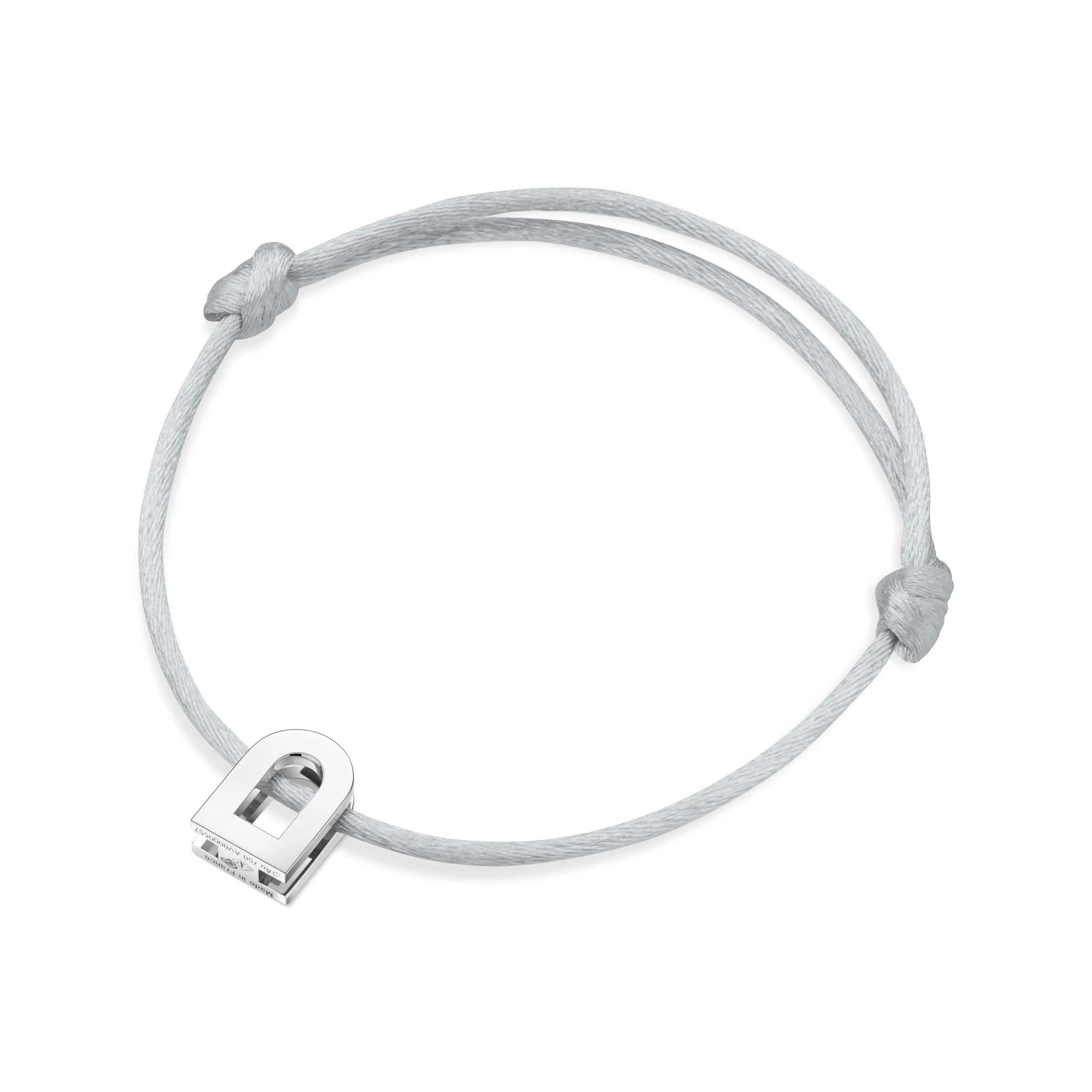 L'Arc Voyage Charm PM, Platinum on Silk Cord Bracelet