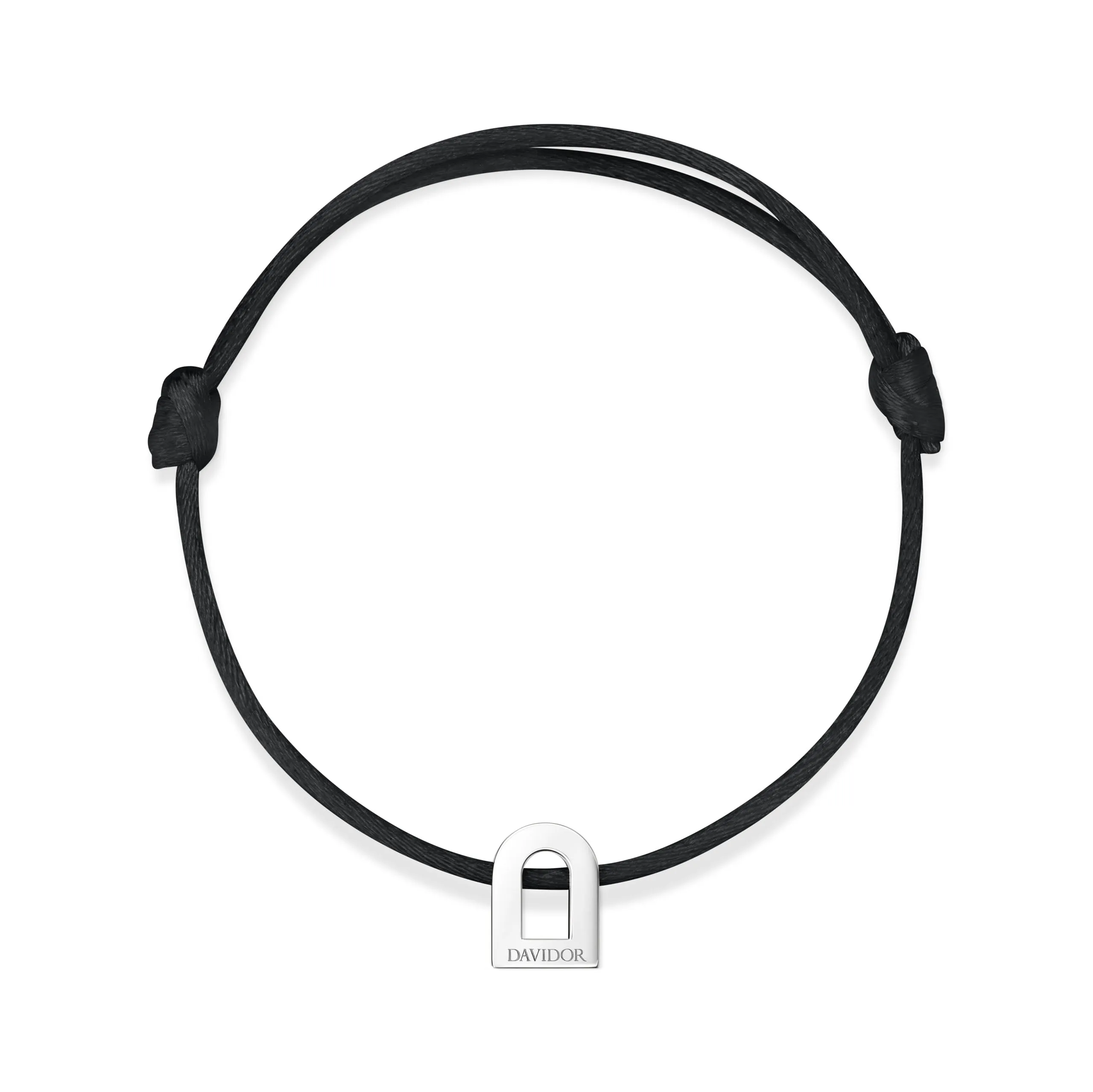 L'Arc Voyage Charm PM, Platinum on Silk Cord Bracelet