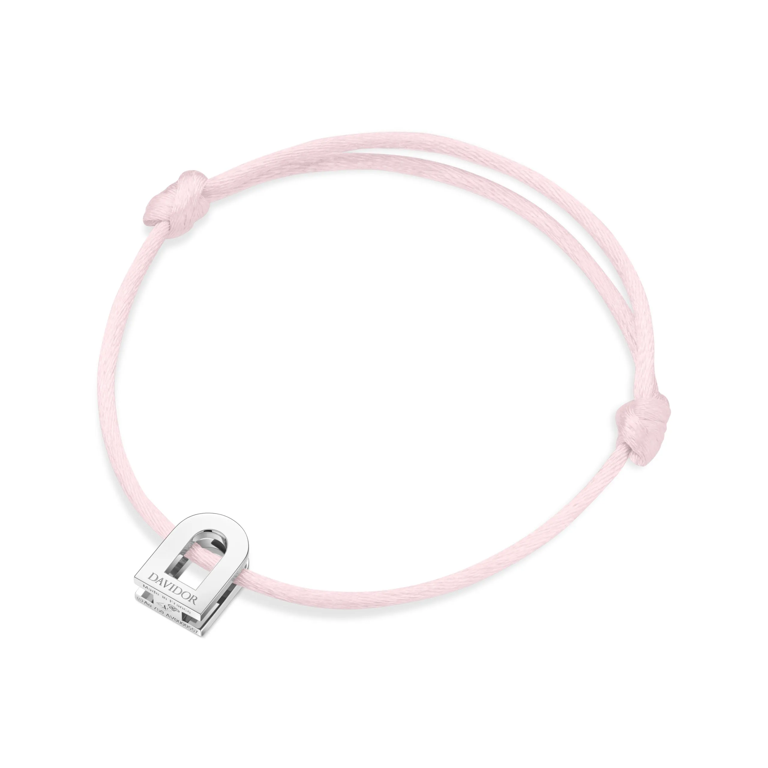 L'Arc Voyage Charm PM, Platinum on Silk Cord Bracelet