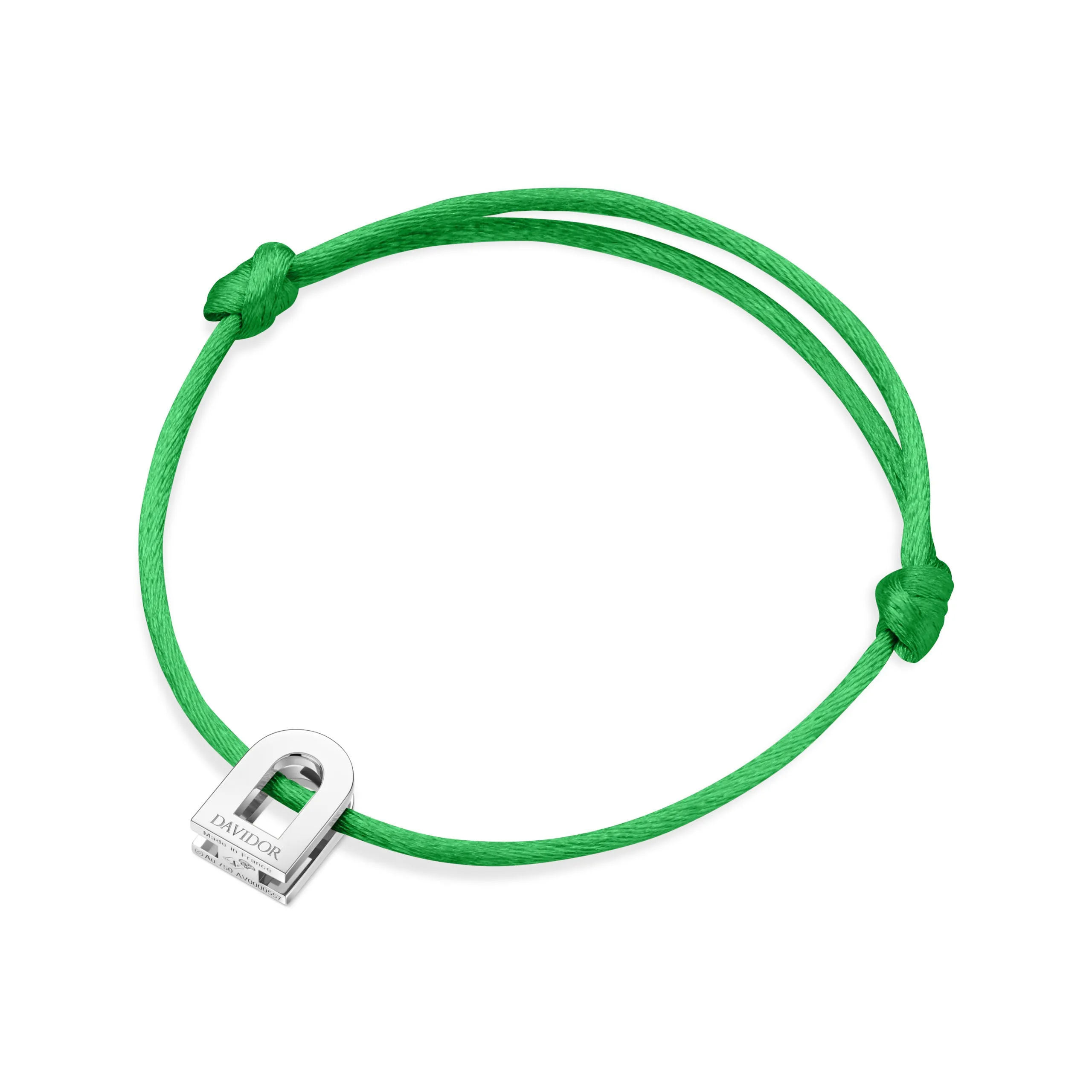 L'Arc Voyage Charm PM, Platinum on Silk Cord Bracelet